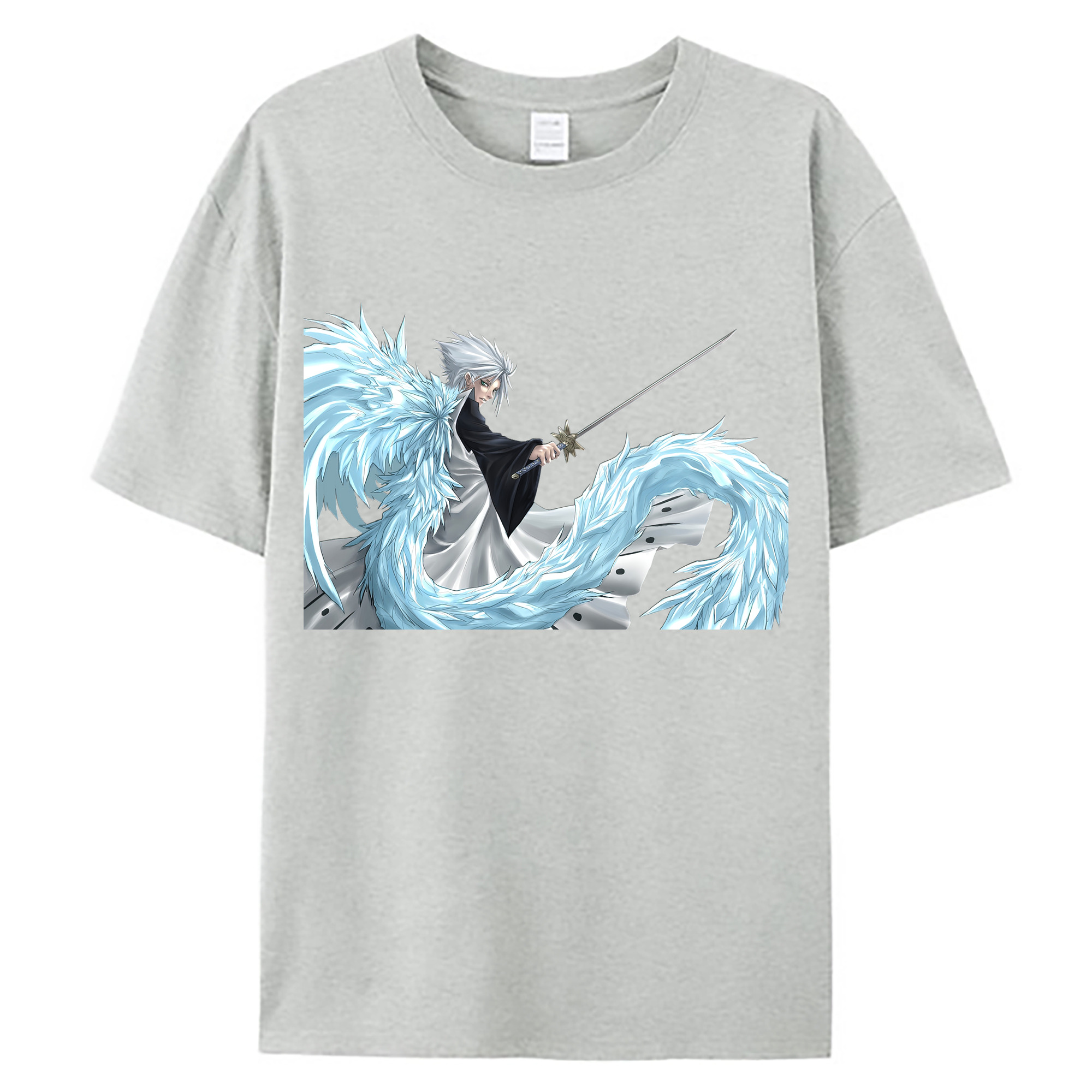 （画像用） ブリーチ 日番谷冬獅郎（ひつがや とうしろう） BLEACH Hitsugaya Toushirou 綿100％ メンズ半袖Tシャツ｜肌触りやわらか＆通気性