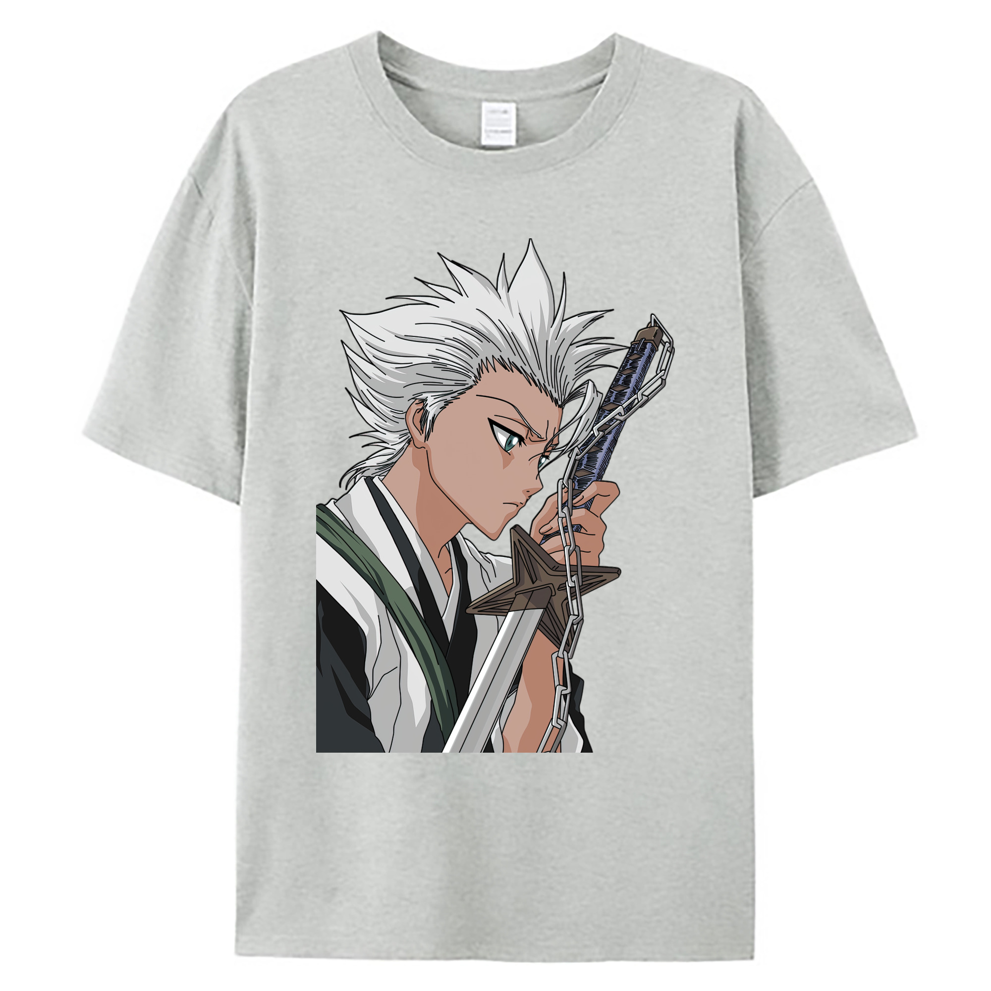 （画像用） ブリーチ 日番谷冬獅郎（ひつがや とうしろう） BLEACH Hitsugaya Toushirou 綿100％ メンズ半袖Tシャツ｜肌触りやわらか＆通気性
