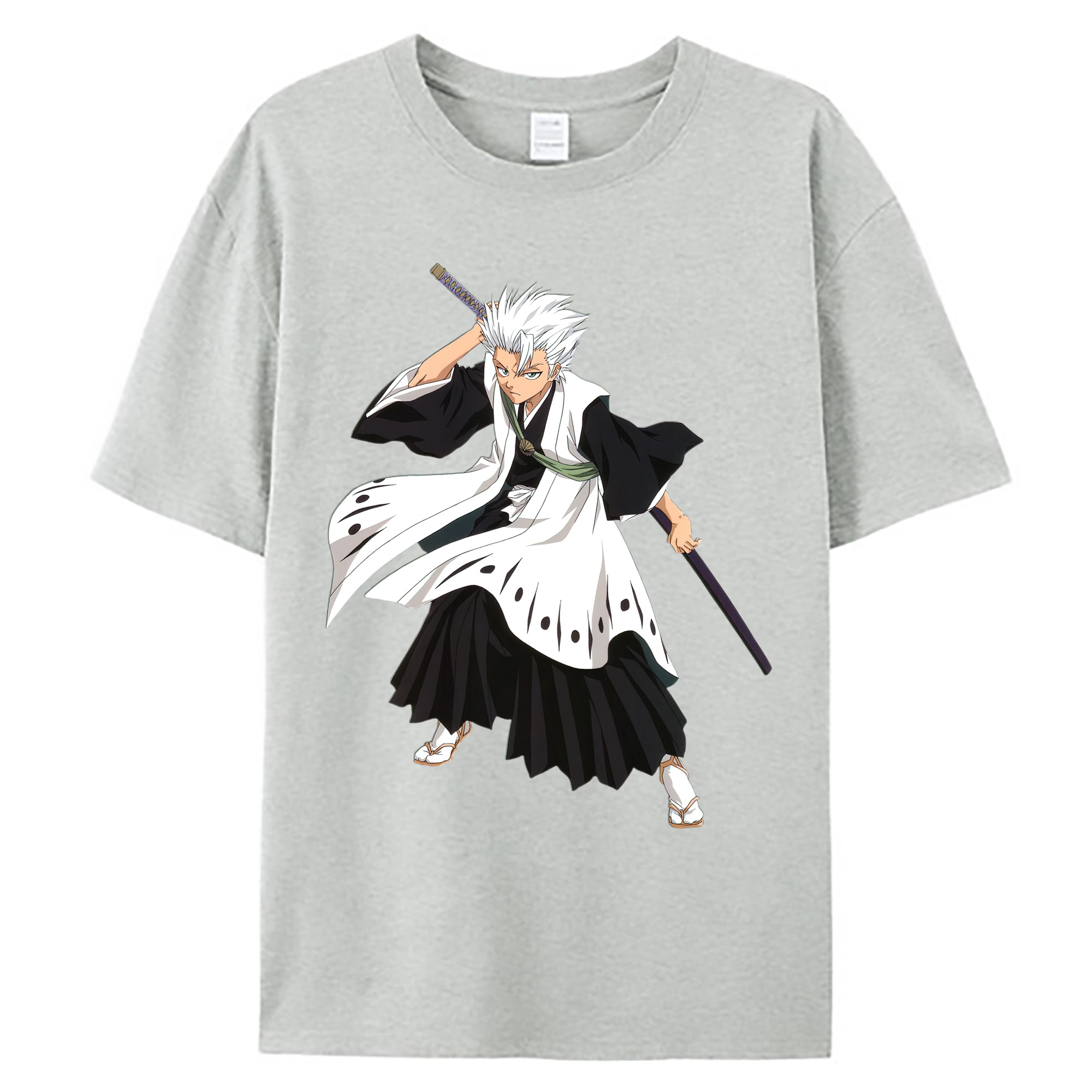 （画像用） ブリーチ 日番谷冬獅郎（ひつがや とうしろう） BLEACH Hitsugaya Toushirou 綿100％ メンズ半袖Tシャツ｜肌触りやわらか＆通気性
