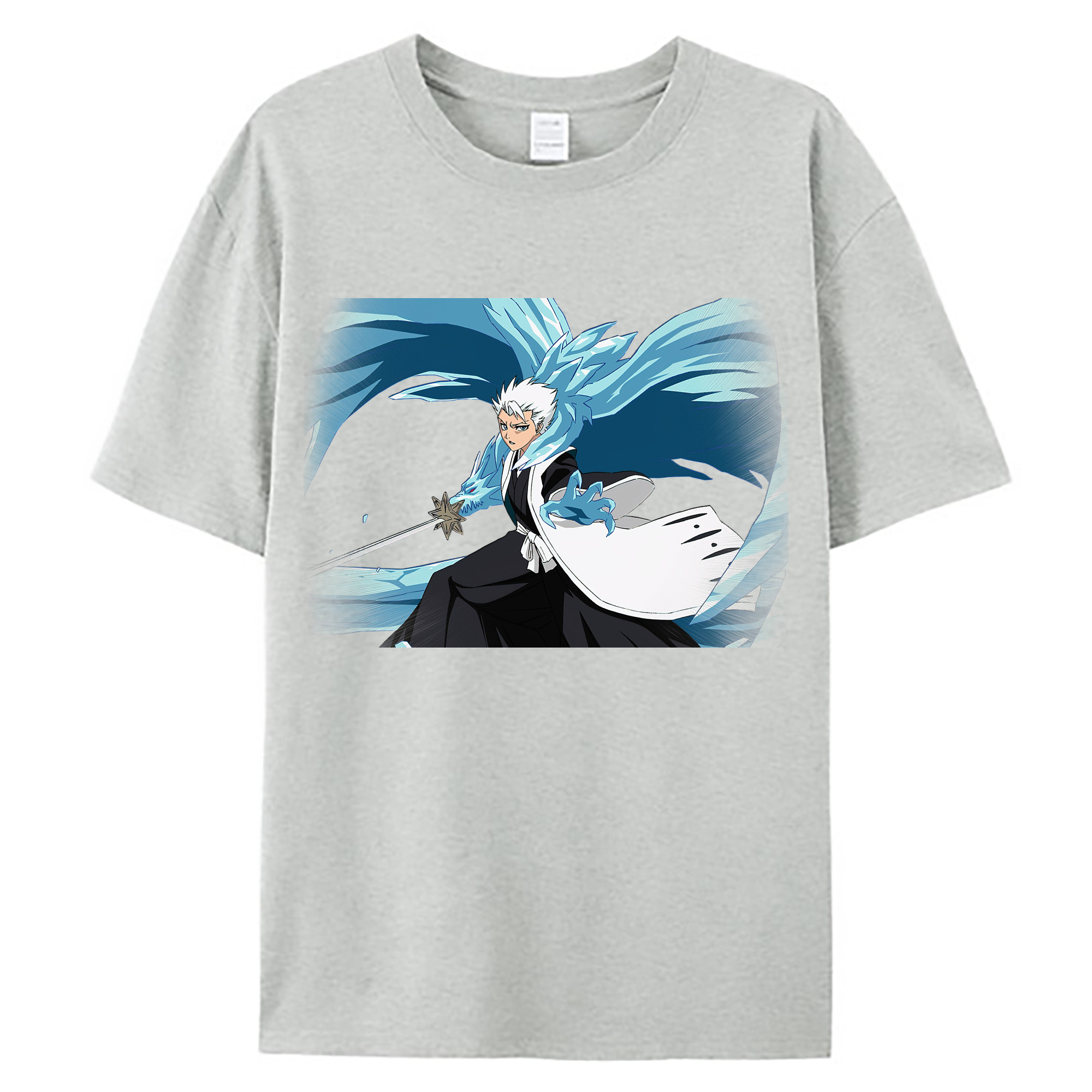（画像用） ブリーチ 日番谷冬獅郎（ひつがや とうしろう） BLEACH Hitsugaya Toushirou 綿100％ メンズ半袖Tシャツ｜肌触りやわらか＆通気性