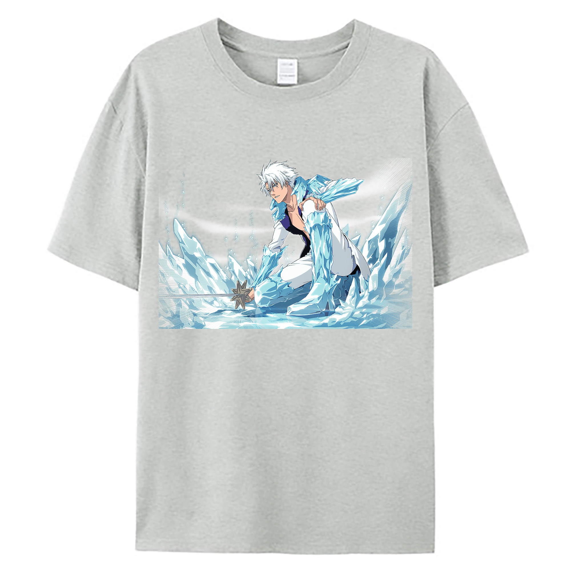 （画像用） ブリーチ 日番谷冬獅郎（ひつがや とうしろう） BLEACH Hitsugaya Toushirou 綿100％ メンズ半袖Tシャツ｜肌触りやわらか＆通気性