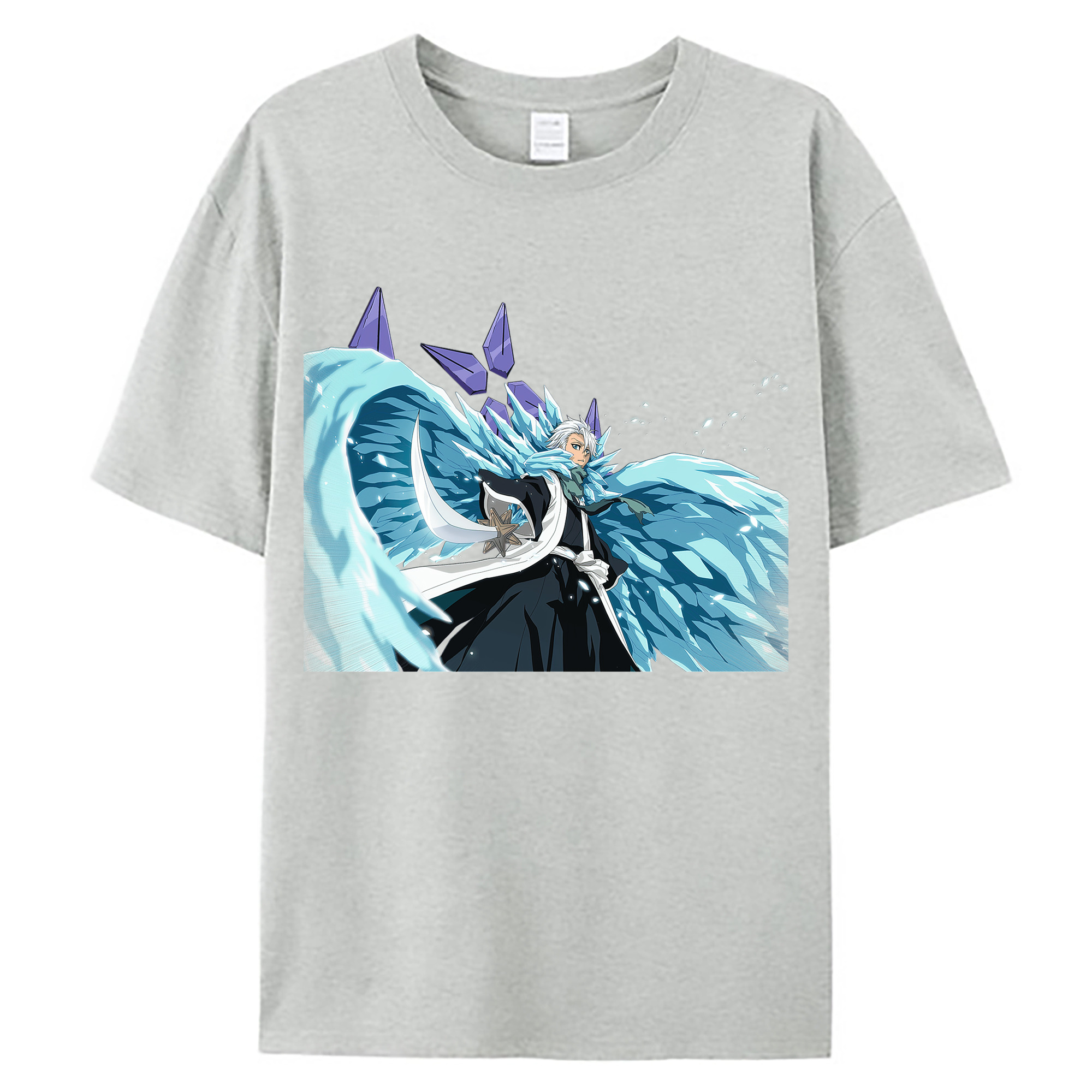 （画像用） ブリーチ 日番谷冬獅郎（ひつがや とうしろう） BLEACH Hitsugaya Toushirou 綿100％ メンズ半袖Tシャツ｜肌触りやわらか＆通気性