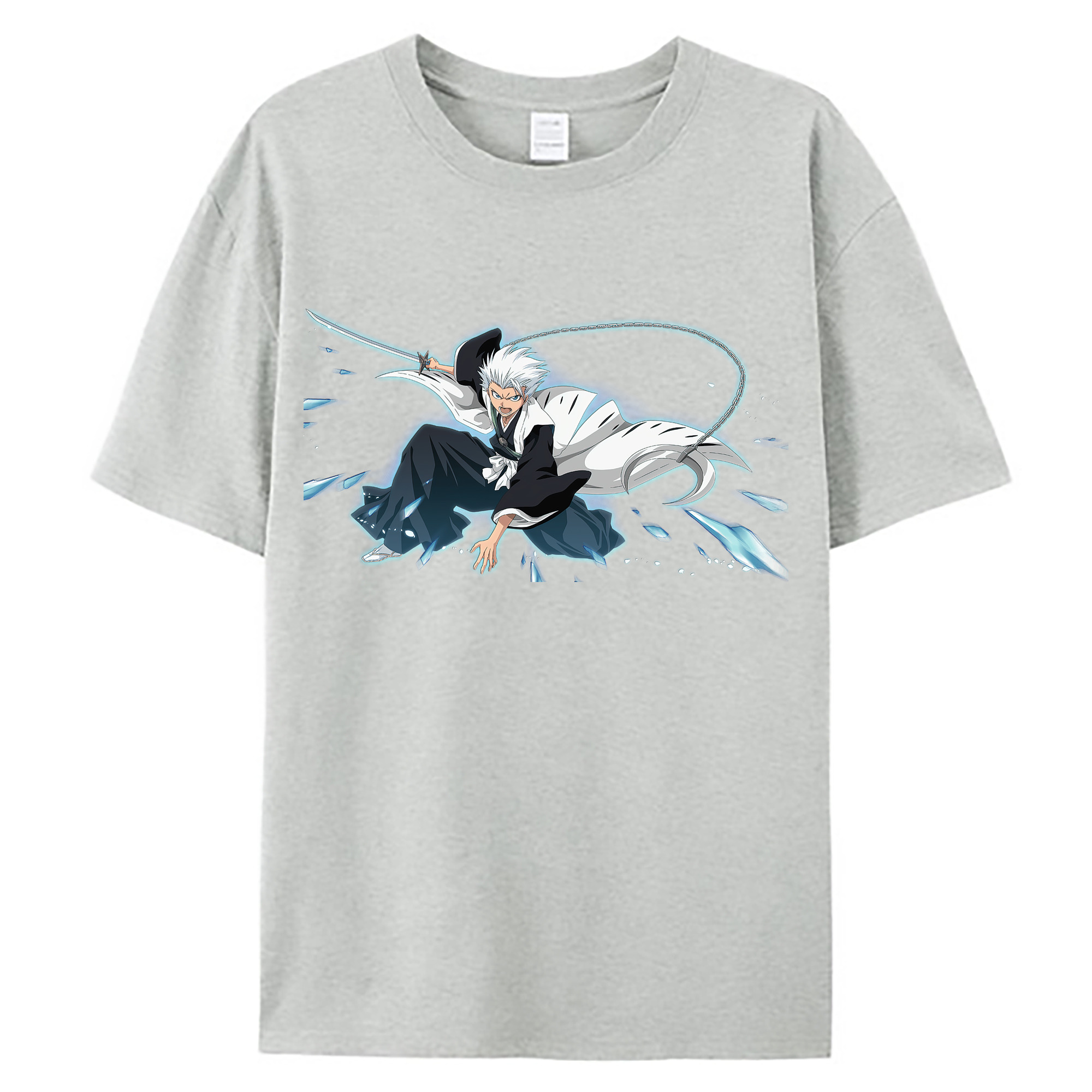 （画像用） ブリーチ 日番谷冬獅郎（ひつがや とうしろう） BLEACH Hitsugaya Toushirou 綿100％ メンズ半袖Tシャツ｜肌触りやわらか＆通気性