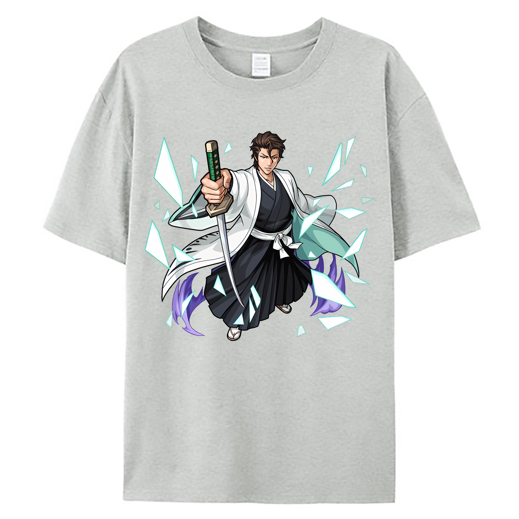 （画像用） ブリーチ 藍染 惣右介（あいぜん そうすけ） BLEACH Aizen Sousuke 綿100％ メンズ半袖Tシャツ｜肌触りやわらか＆通気性