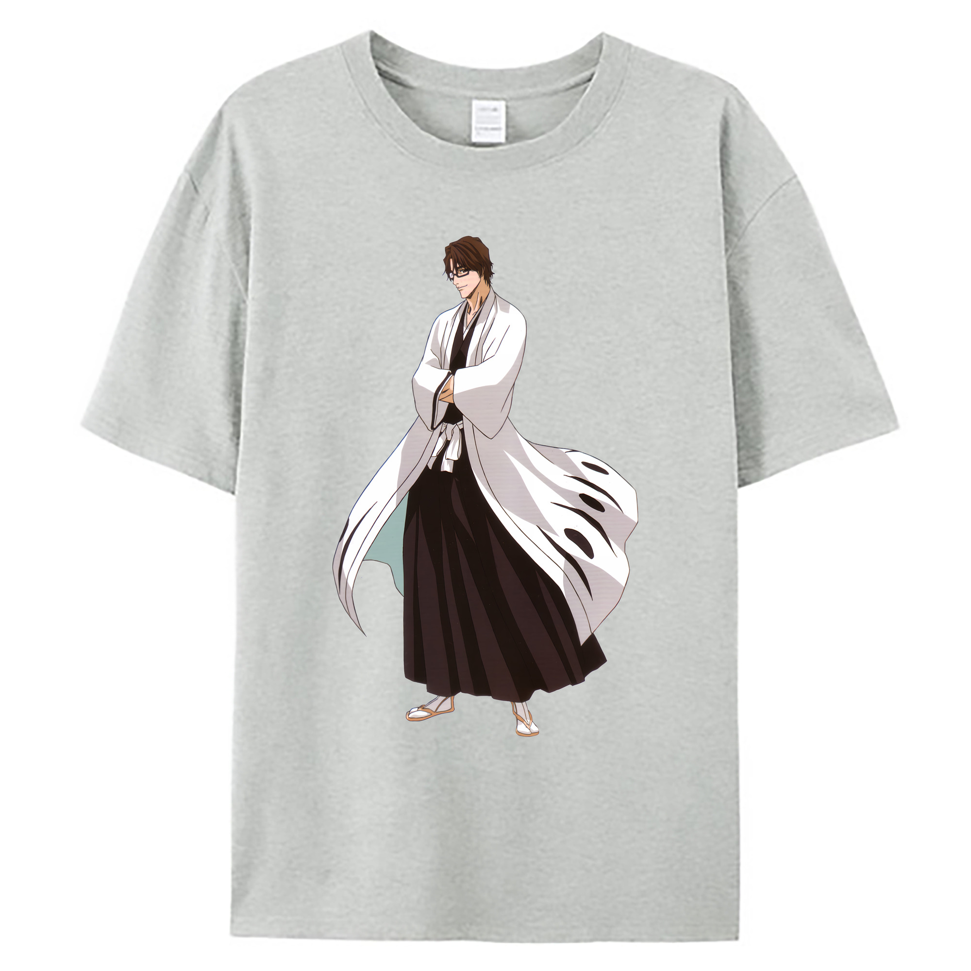 （画像用） ブリーチ 藍染 惣右介（あいぜん そうすけ） BLEACH Aizen Sousuke 綿100％ メンズ半袖Tシャツ｜肌触りやわらか＆通気性