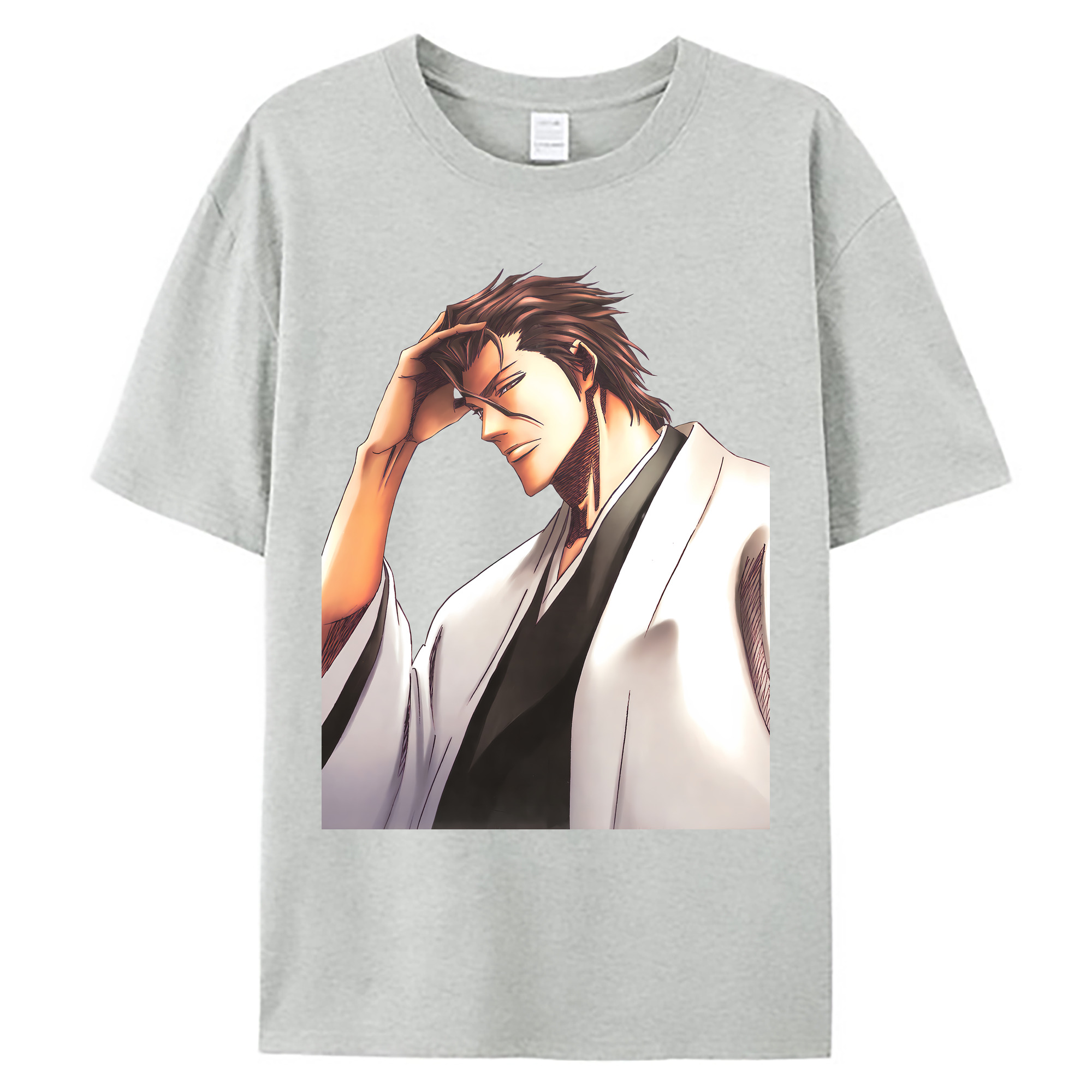 （画像用） ブリーチ 藍染 惣右介（あいぜん そうすけ） BLEACH Aizen Sousuke 綿100％ メンズ半袖Tシャツ｜肌触りやわらか＆通気性