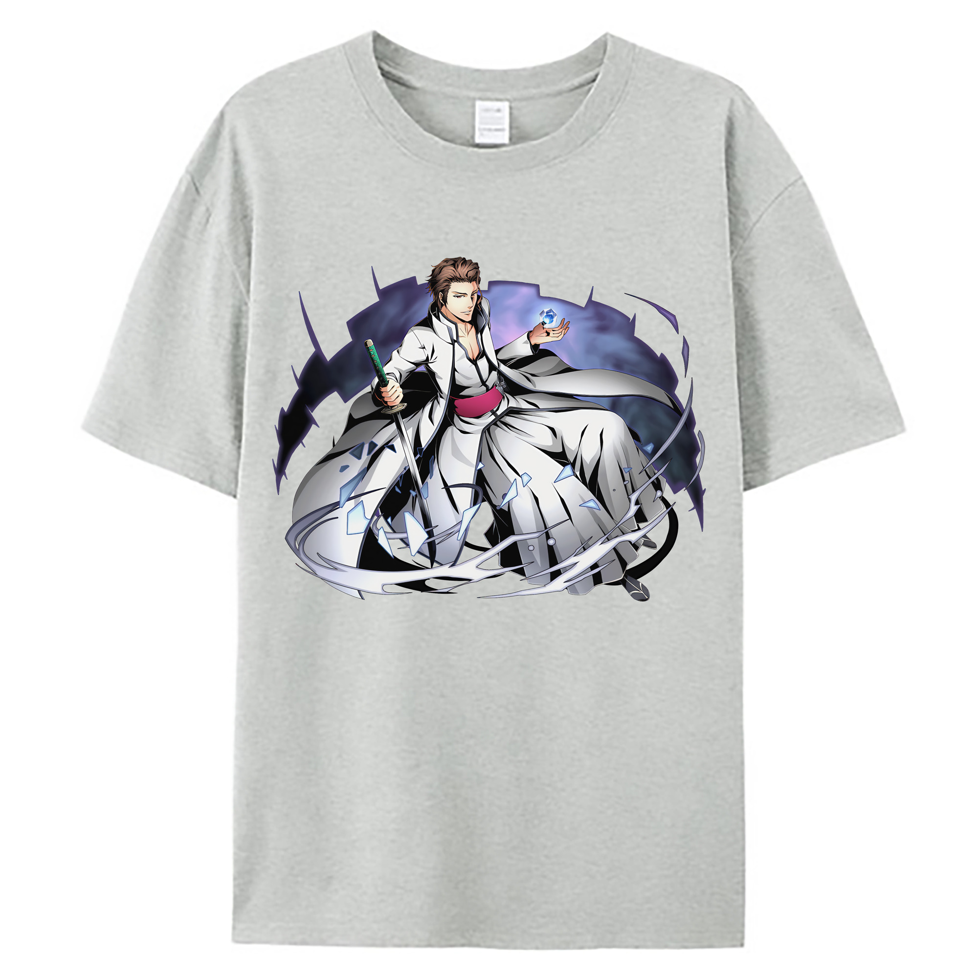 （画像用） ブリーチ 藍染 惣右介（あいぜん そうすけ） BLEACH Aizen Sousuke 綿100％ メンズ半袖Tシャツ｜肌触りやわらか＆通気性