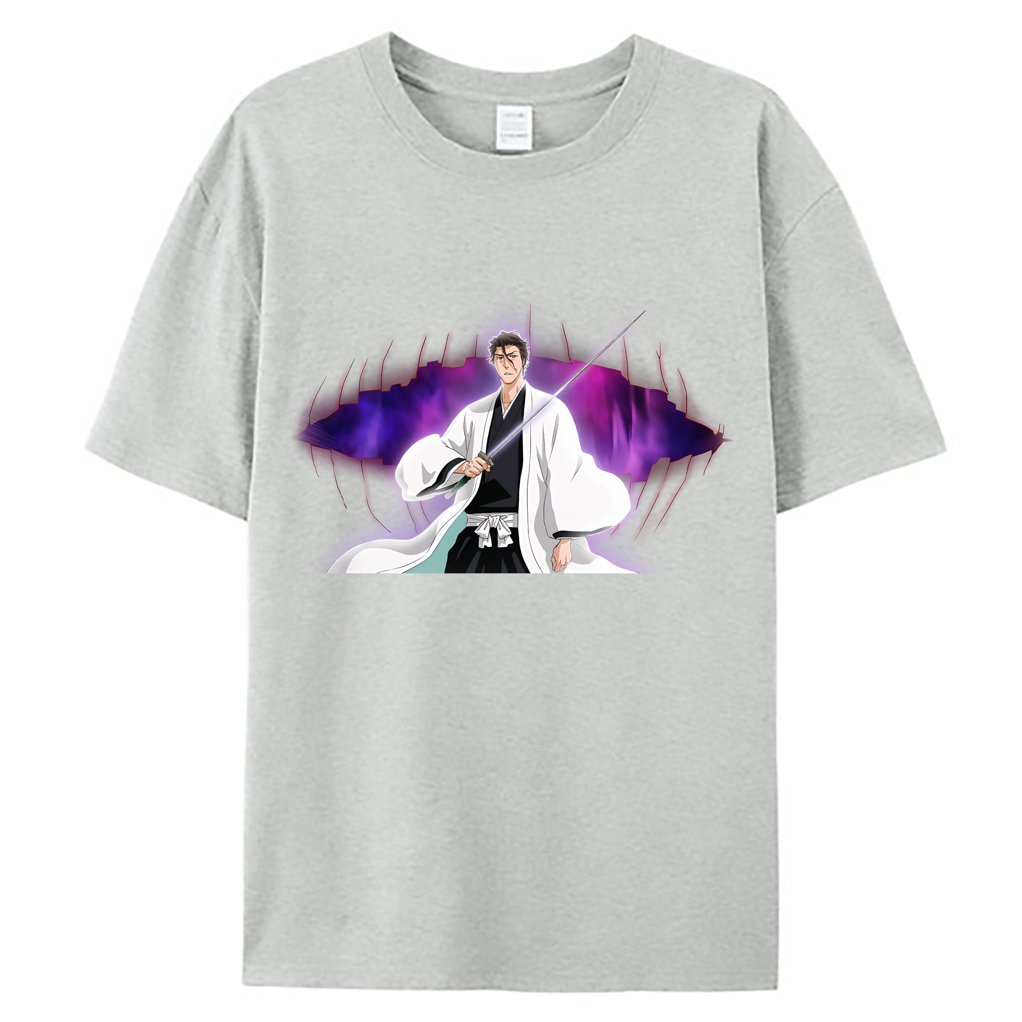 （画像用） ブリーチ 藍染 惣右介（あいぜん そうすけ） BLEACH Aizen Sousuke 綿100％ メンズ半袖Tシャツ｜肌触りやわらか＆通気性