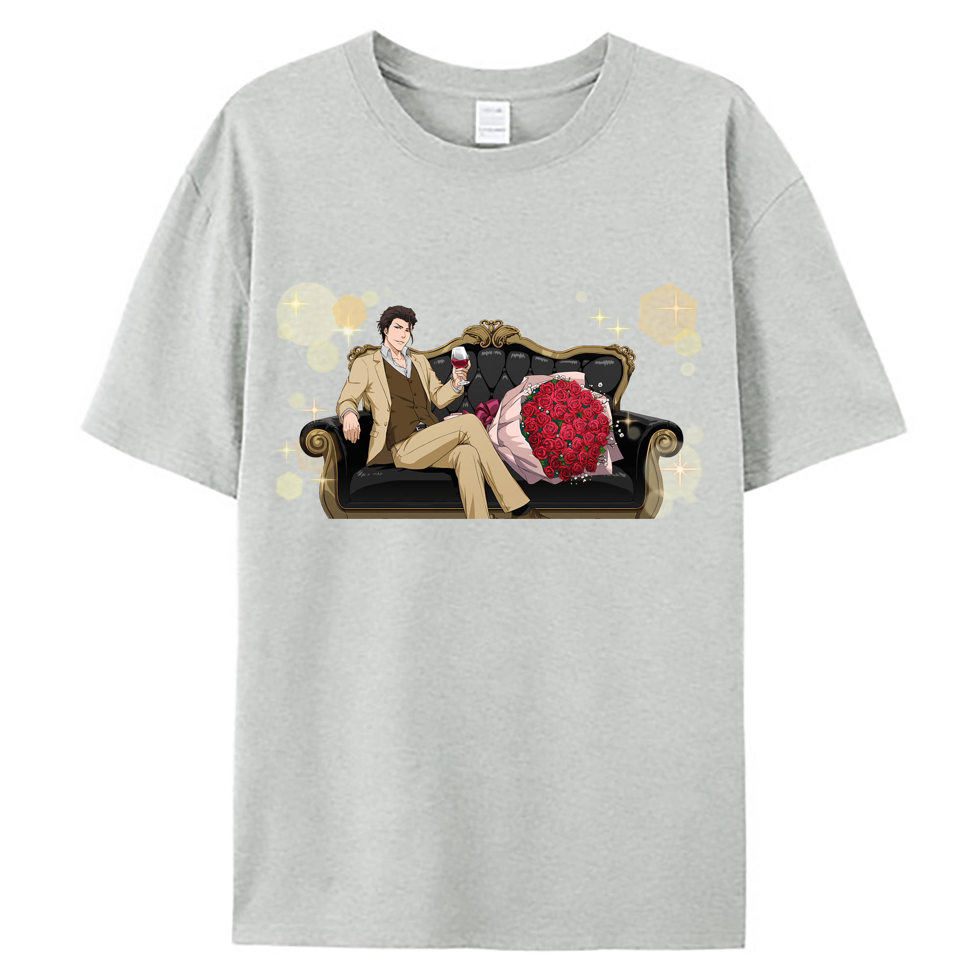 （画像用） ブリーチ 藍染 惣右介（あいぜん そうすけ） BLEACH Aizen Sousuke 綿100％ メンズ半袖Tシャツ｜肌触りやわらか＆通気性