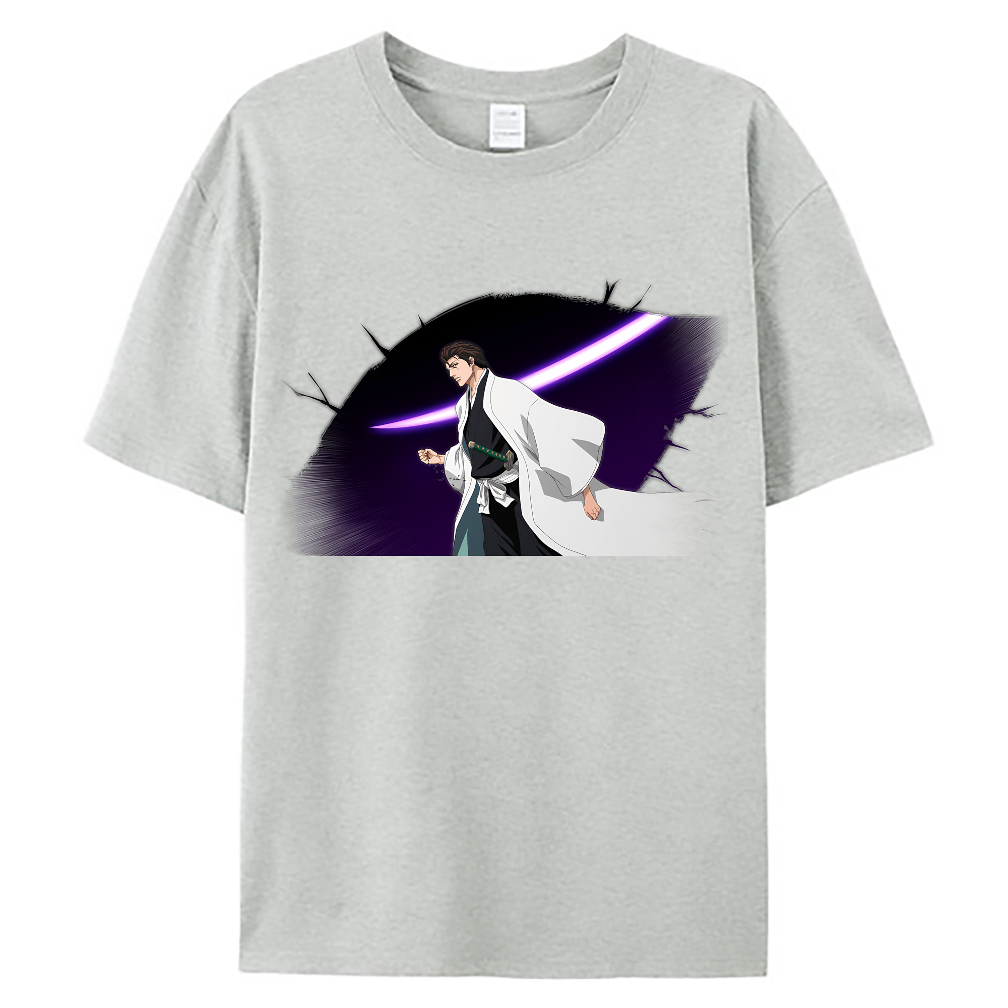 （画像用） ブリーチ 藍染 惣右介（あいぜん そうすけ） BLEACH Aizen Sousuke 綿100％ メンズ半袖Tシャツ｜肌触りやわらか＆通気性