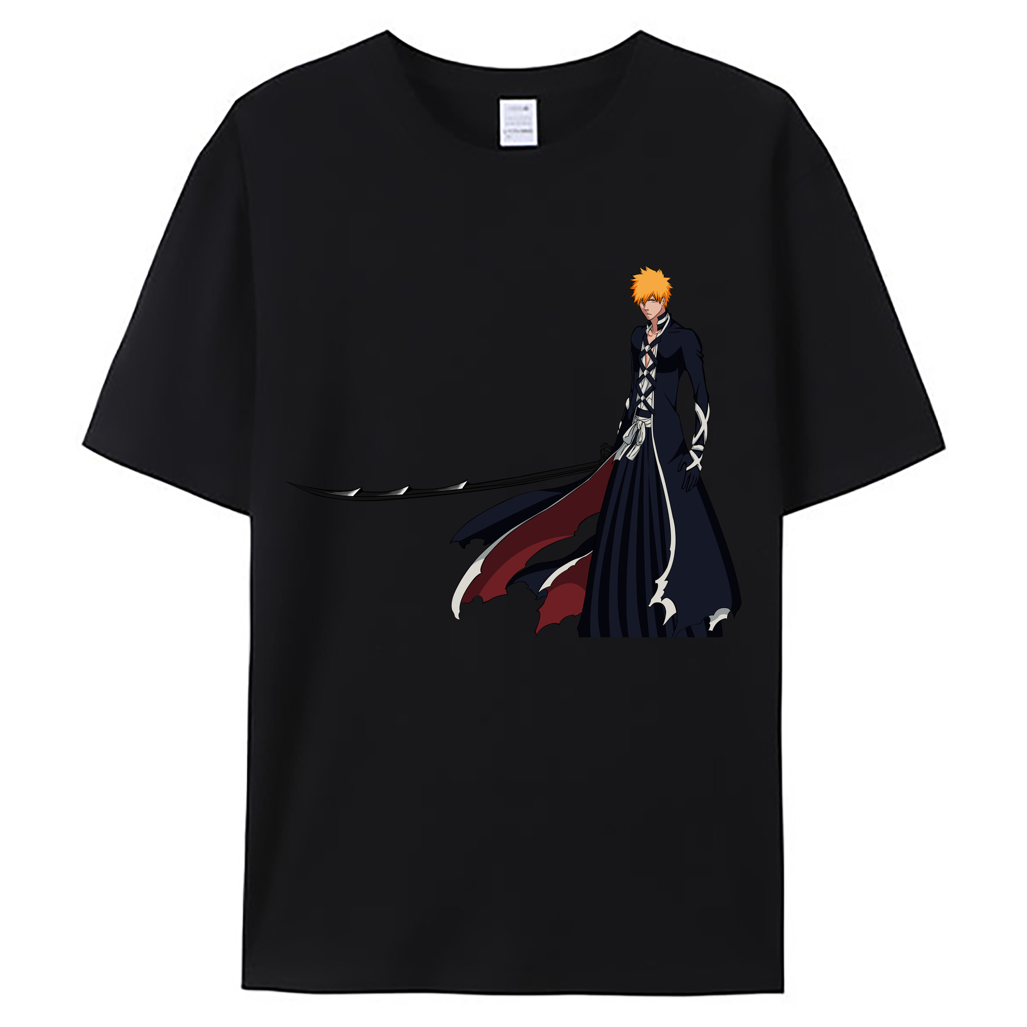 （画像用） ブリーチ 黒崎一護（くろさき いちご）BLEACH Kurosaki Ichigo 綿100％ メンズ半袖Tシャツ｜肌触りやわらか＆通気性
