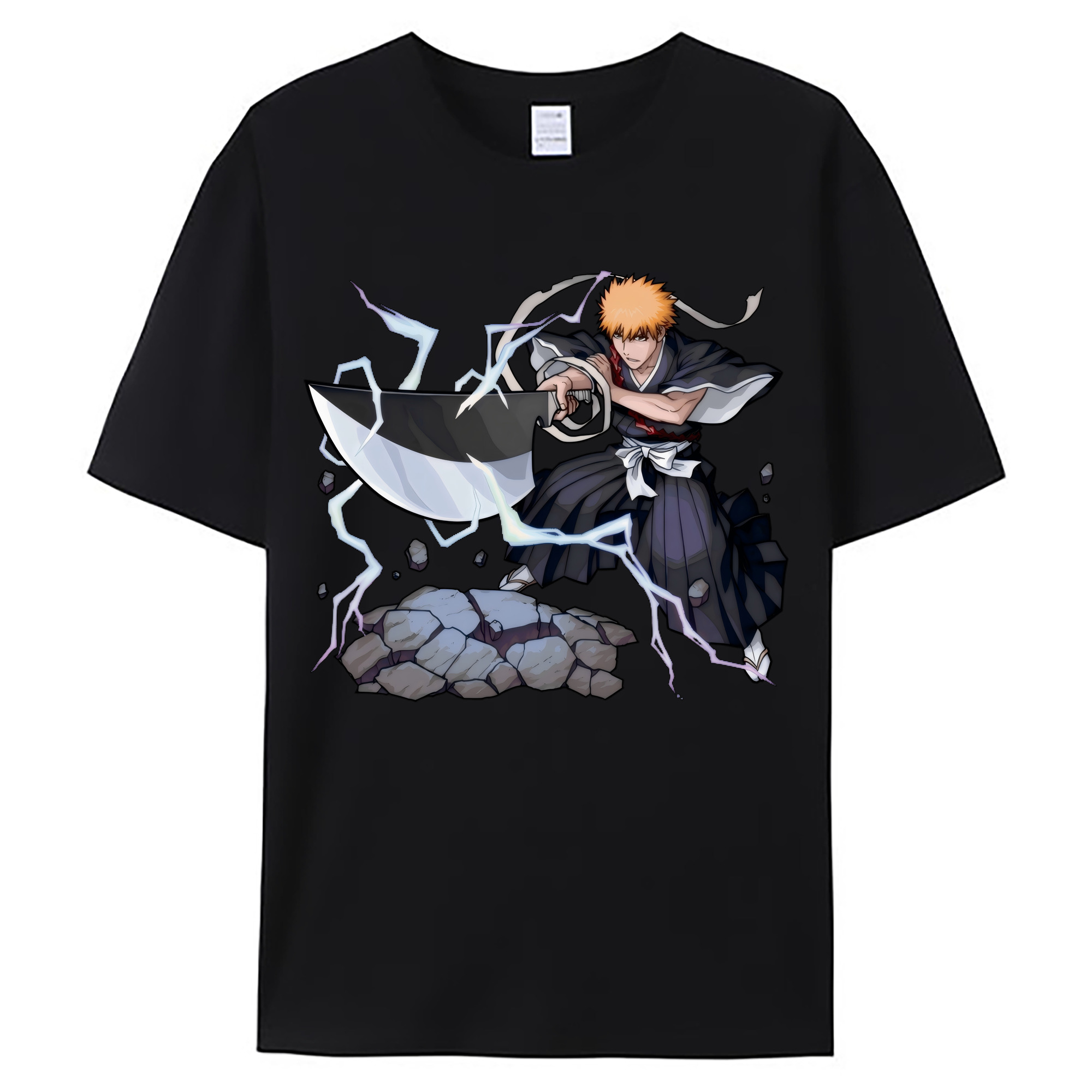 （画像用） ブリーチ 黒崎一護（くろさき いちご）BLEACH Kurosaki Ichigo 綿100％ メンズ半袖Tシャツ｜肌触りやわらか＆通気性