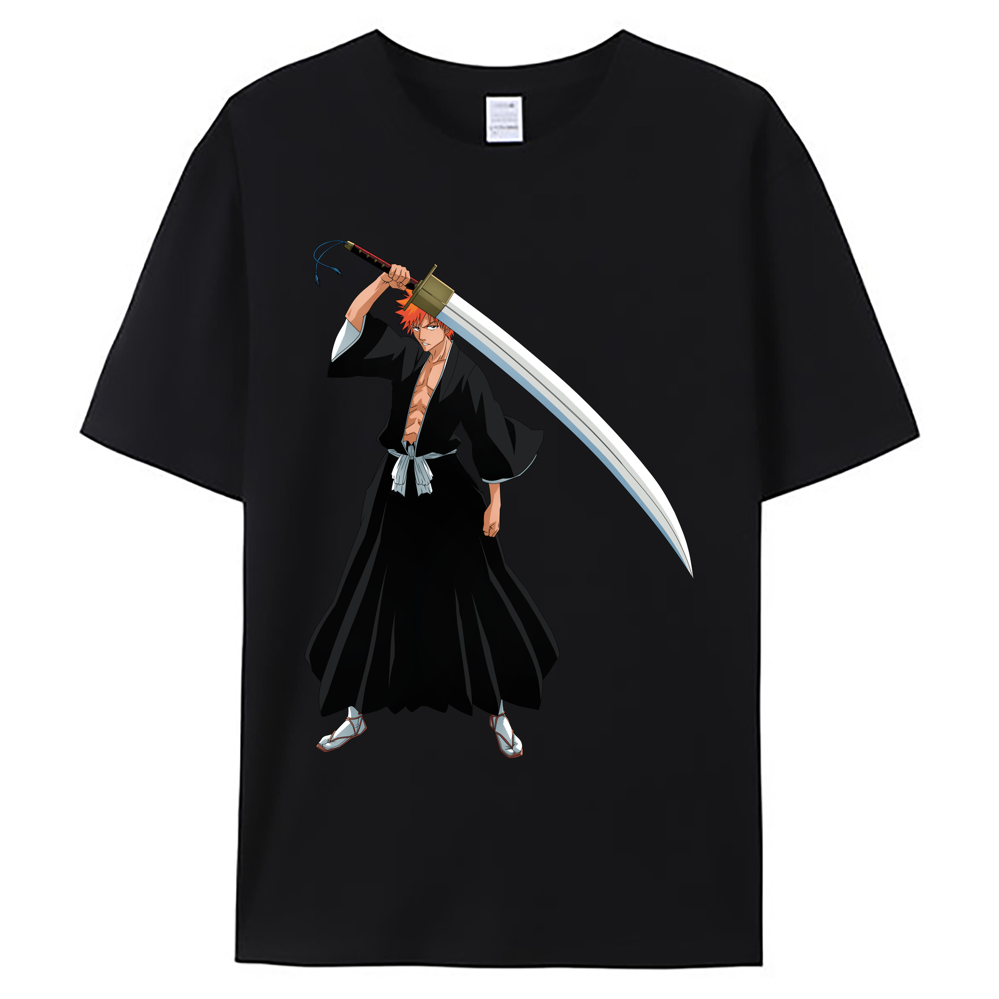 （画像用） ブリーチ 黒崎一護（くろさき いちご）BLEACH Kurosaki Ichigo 綿100％ メンズ半袖Tシャツ｜肌触りやわらか＆通気性