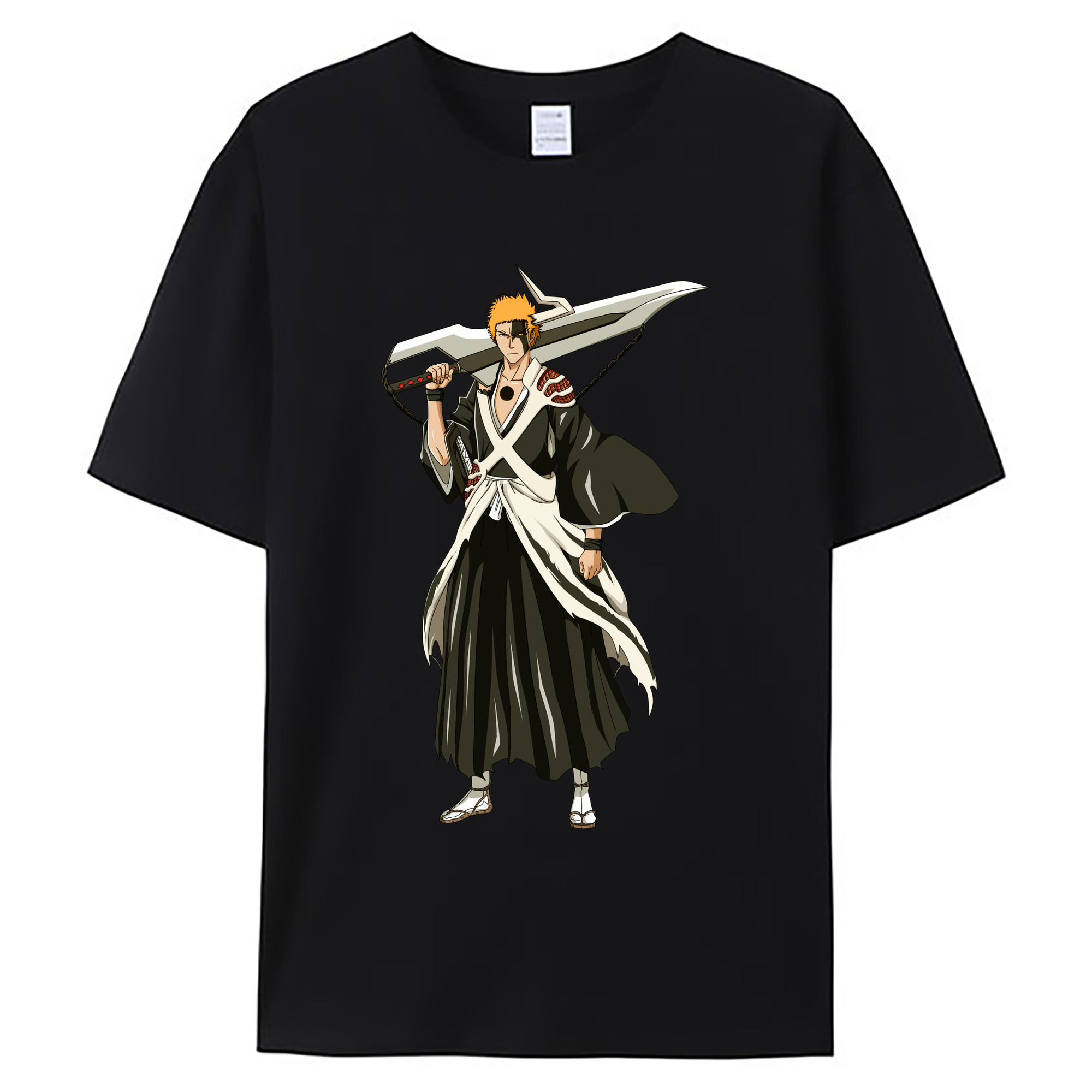 （画像用） ブリーチ 黒崎一護（くろさき いちご）BLEACH Kurosaki Ichigo 綿100％ メンズ半袖Tシャツ｜肌触りやわらか＆通気性