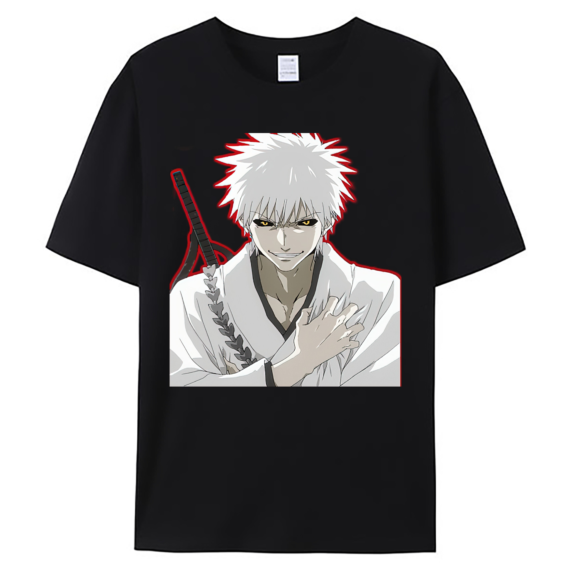 （画像用） ブリーチ 黒崎一護（くろさき いちご）BLEACH Kurosaki Ichigo 綿100％ メンズ半袖Tシャツ｜肌触りやわらか＆通気性