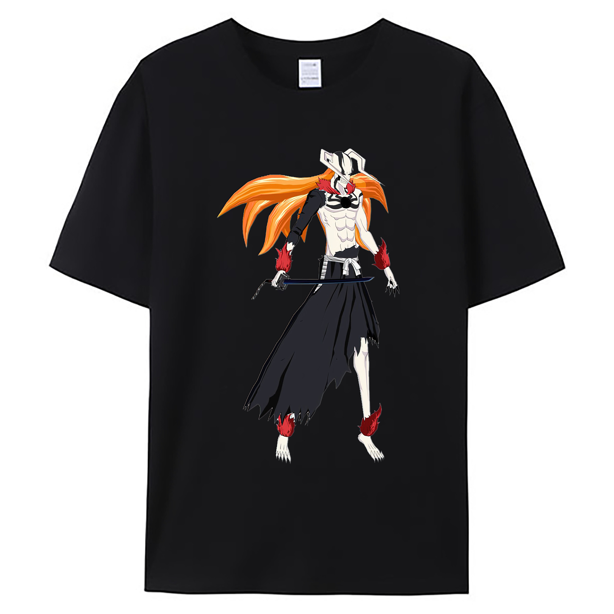 （画像用） ブリーチ 黒崎一護（くろさき いちご）BLEACH Kurosaki Ichigo 綿100％ メンズ半袖Tシャツ｜肌触りやわらか＆通気性