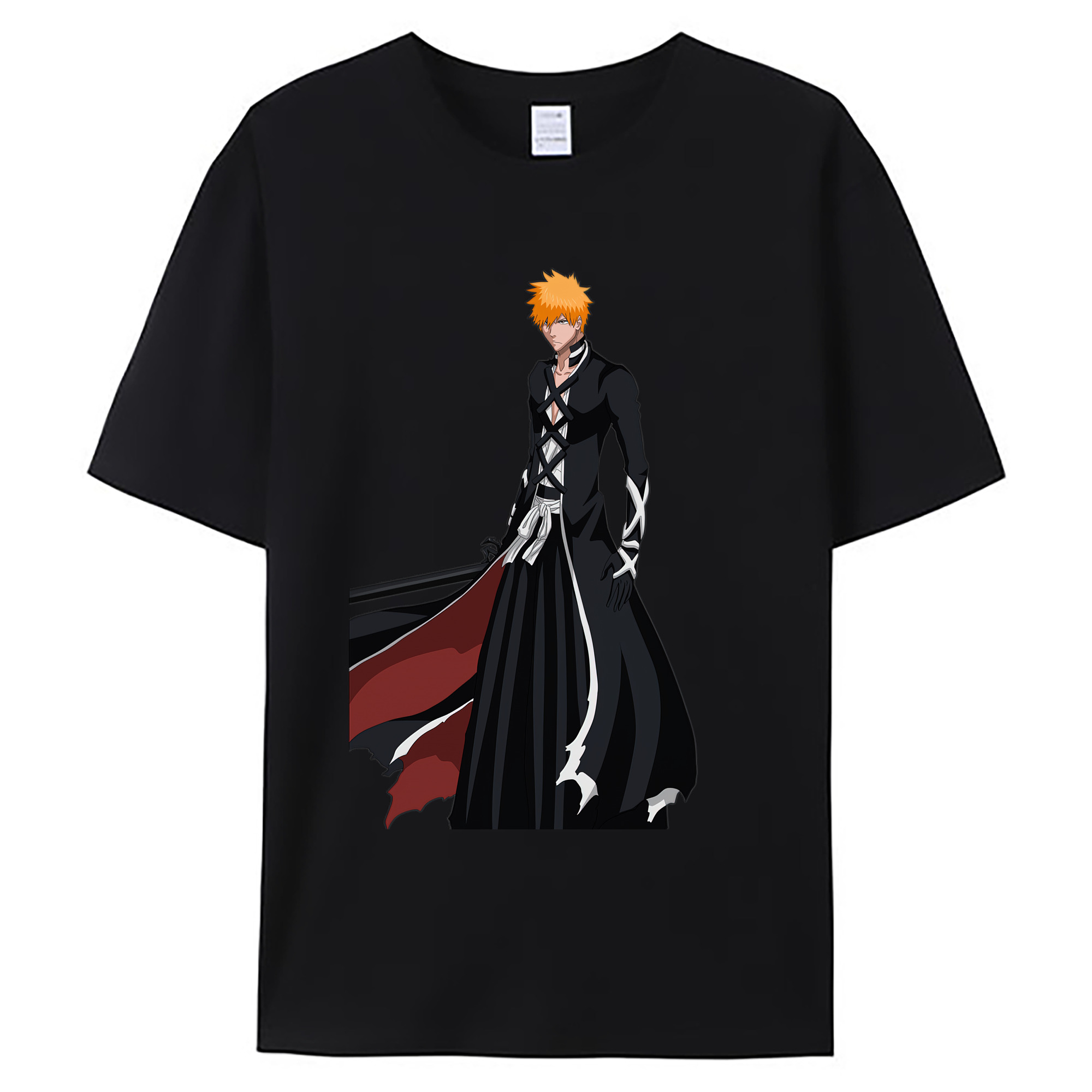 （画像用） ブリーチ 黒崎一護（くろさき いちご）BLEACH Kurosaki Ichigo 綿100％ メンズ半袖Tシャツ｜肌触りやわらか＆通気性