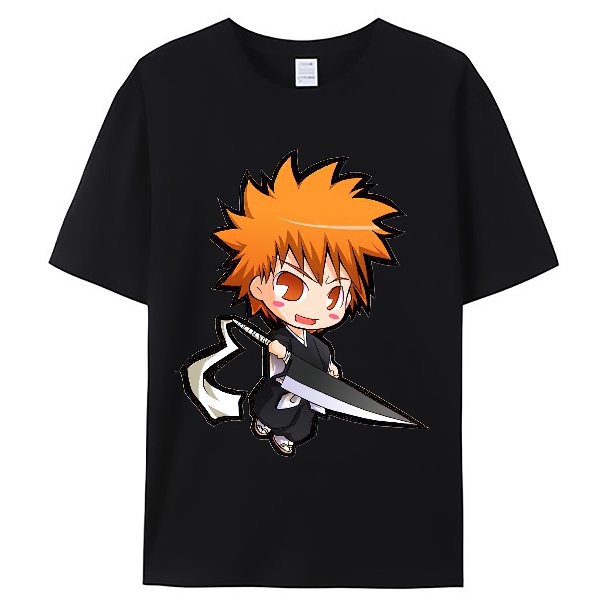 （画像用） ブリーチ 黒崎一護（くろさき いちご）BLEACH Kurosaki Ichigo 綿100％ メンズ半袖Tシャツ｜肌触りやわらか＆通気性
