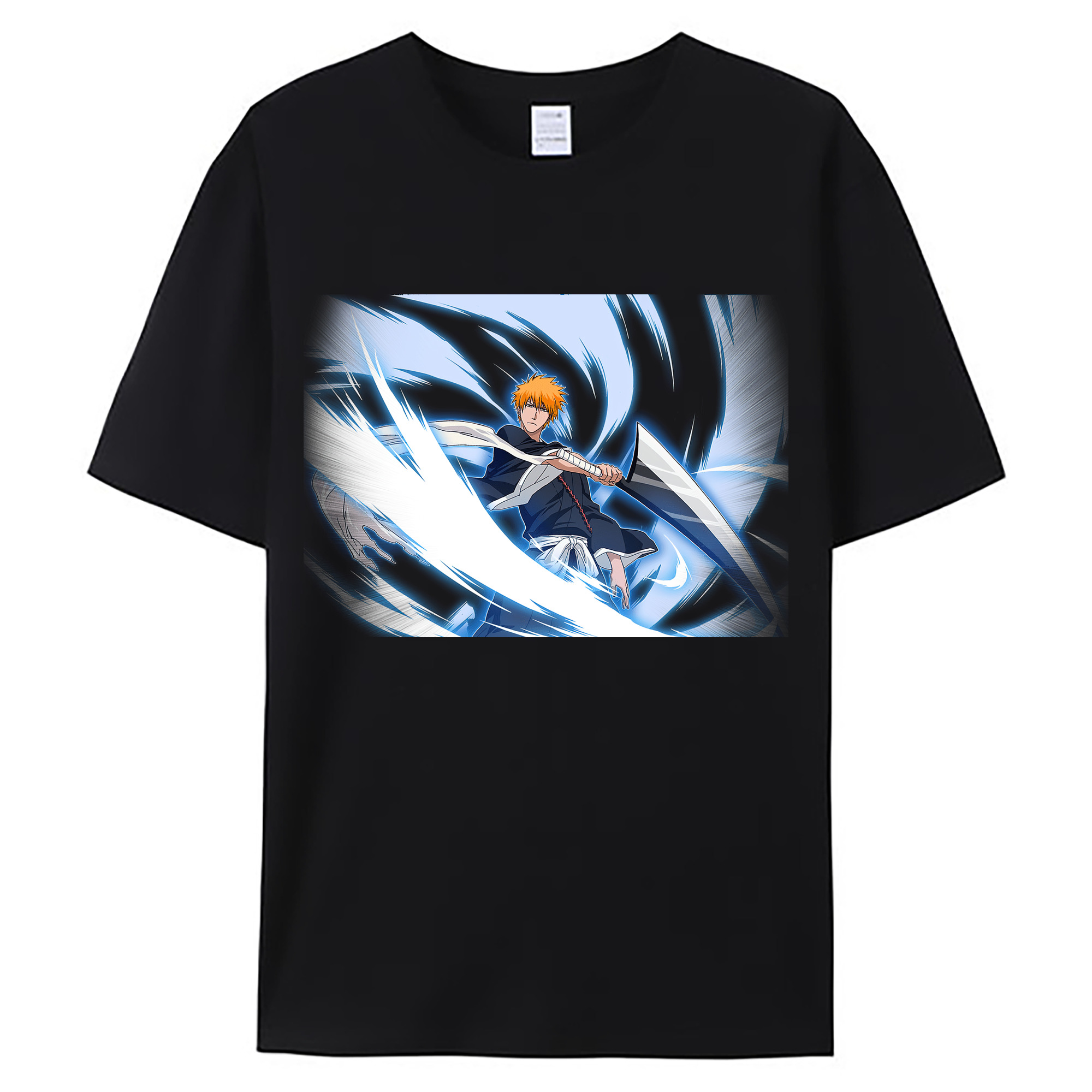 （画像用） ブリーチ 黒崎一護（くろさき いちご）BLEACH Kurosaki Ichigo 綿100％ メンズ半袖Tシャツ｜肌触りやわらか＆通気性