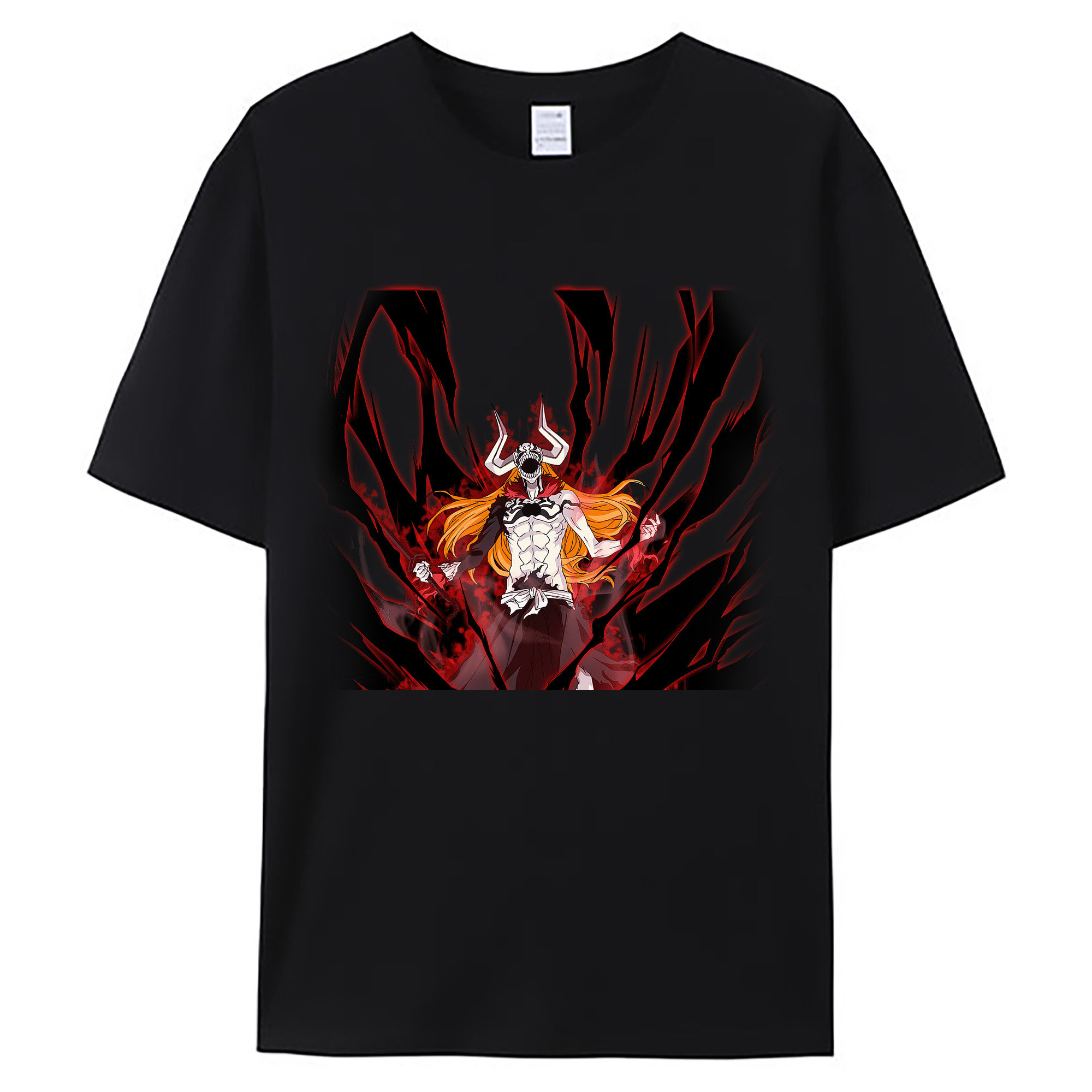 （画像用） ブリーチ 黒崎一護（くろさき いちご）BLEACH Kurosaki Ichigo 綿100％ メンズ半袖Tシャツ｜肌触りやわらか＆通気性