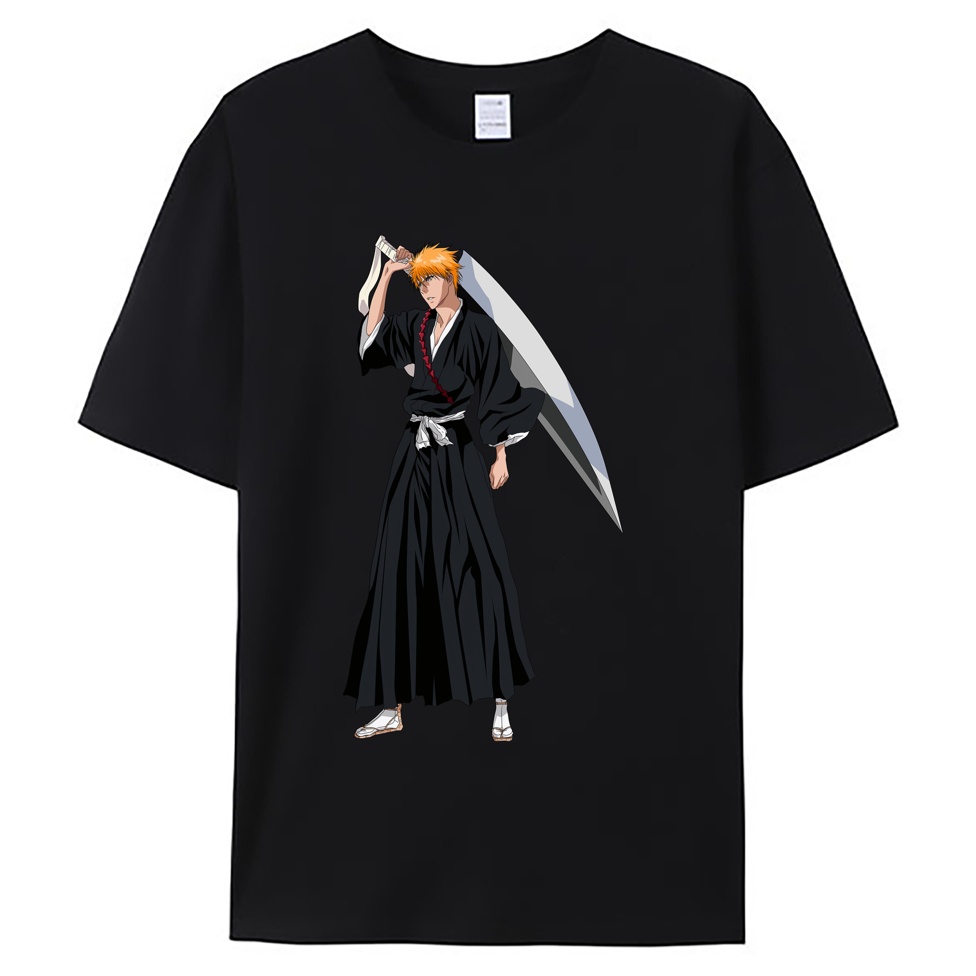 （画像用） ブリーチ 黒崎一護（くろさき いちご）BLEACH Kurosaki Ichigo 綿100％ メンズ半袖Tシャツ｜肌触りやわらか＆通気性
