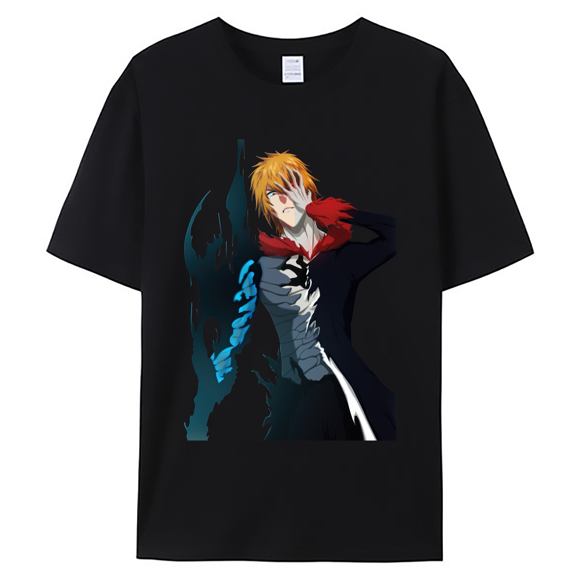 （画像用） ブリーチ 黒崎一護（くろさき いちご）BLEACH Kurosaki Ichigo 綿100％ メンズ半袖Tシャツ｜肌触りやわらか＆通気性