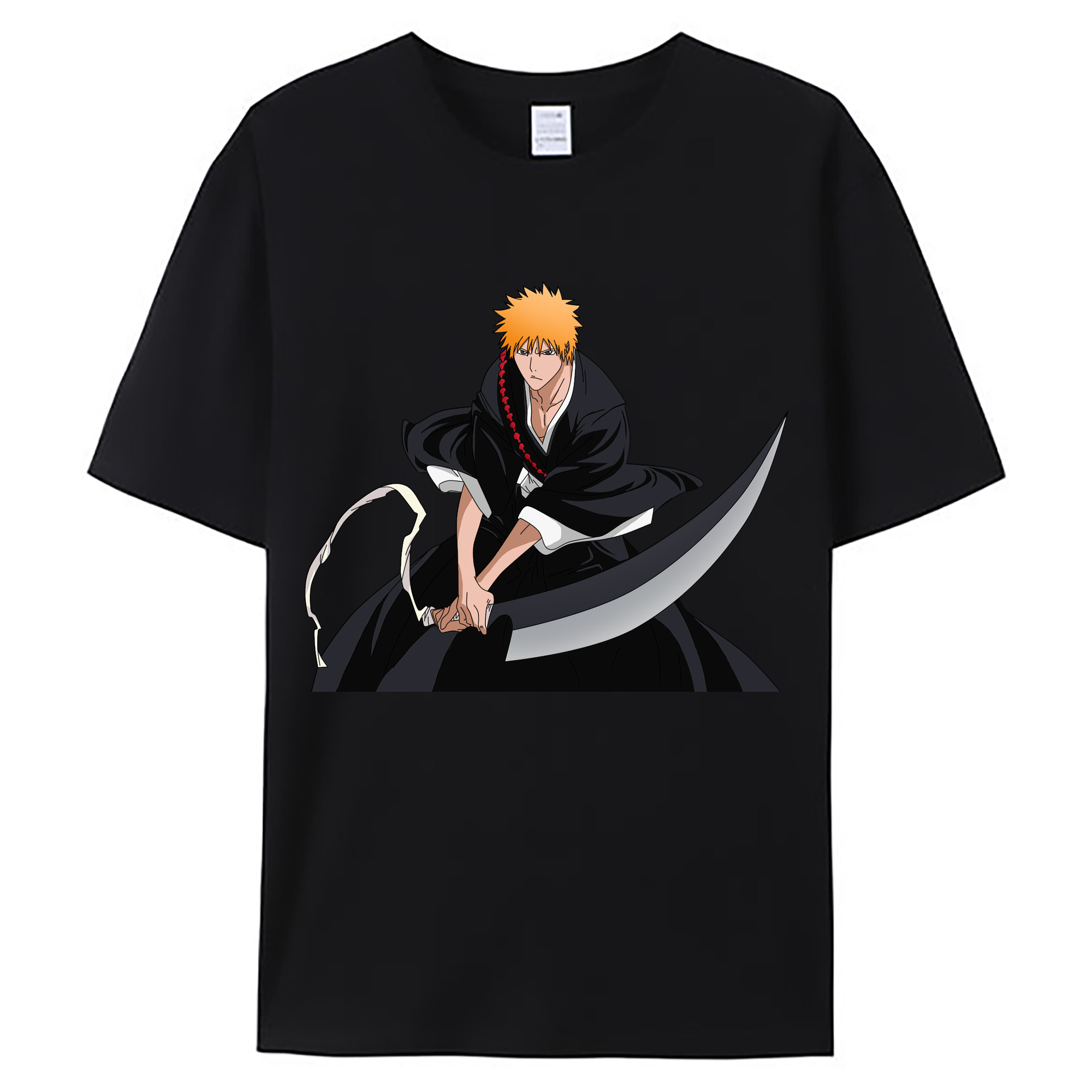 （画像用） ブリーチ 黒崎一護（くろさき いちご）BLEACH Kurosaki Ichigo 綿100％ メンズ半袖Tシャツ｜肌触りやわらか＆通気性