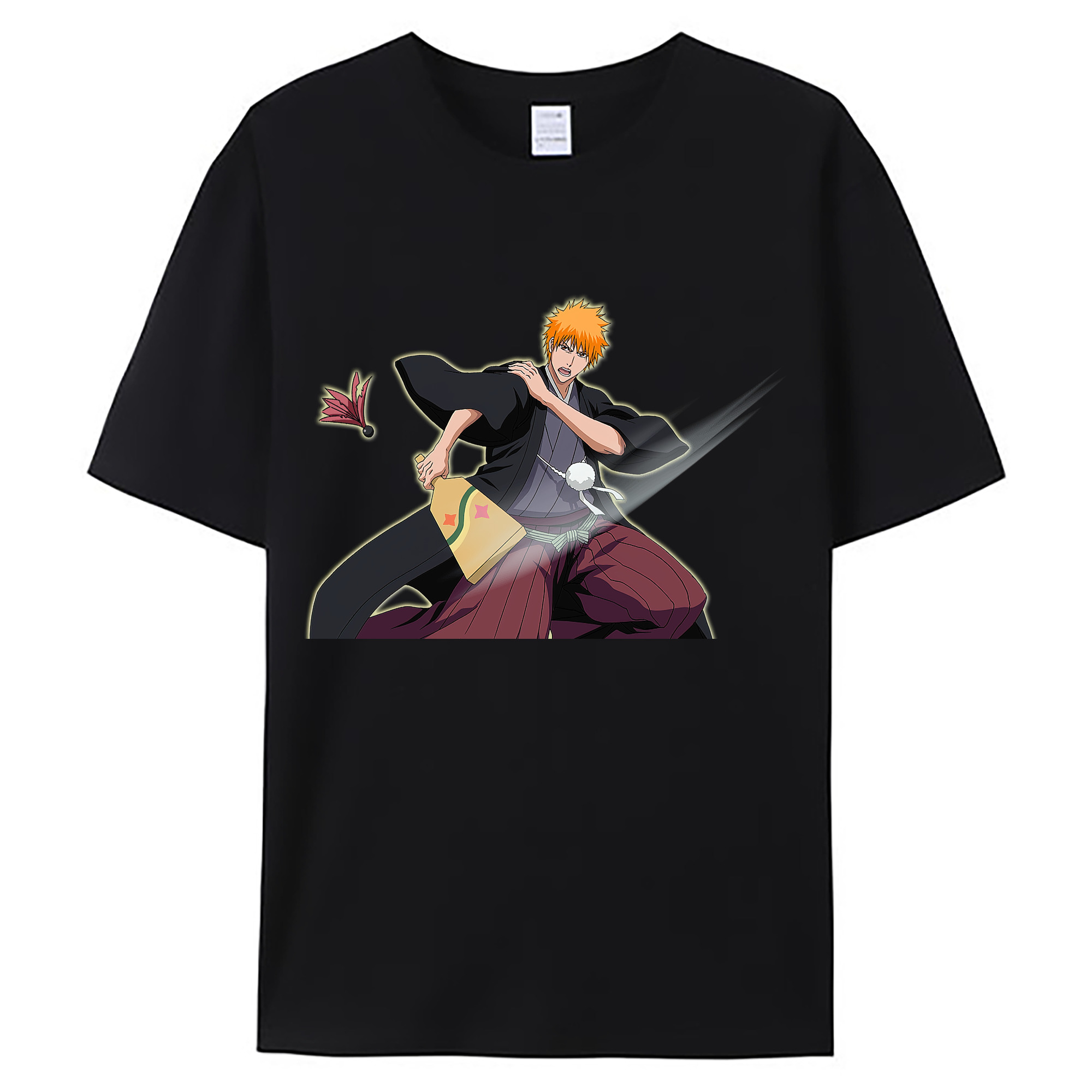 （画像用） ブリーチ 黒崎一護（くろさき いちご）BLEACH Kurosaki Ichigo 綿100％ メンズ半袖Tシャツ｜肌触りやわらか＆通気性