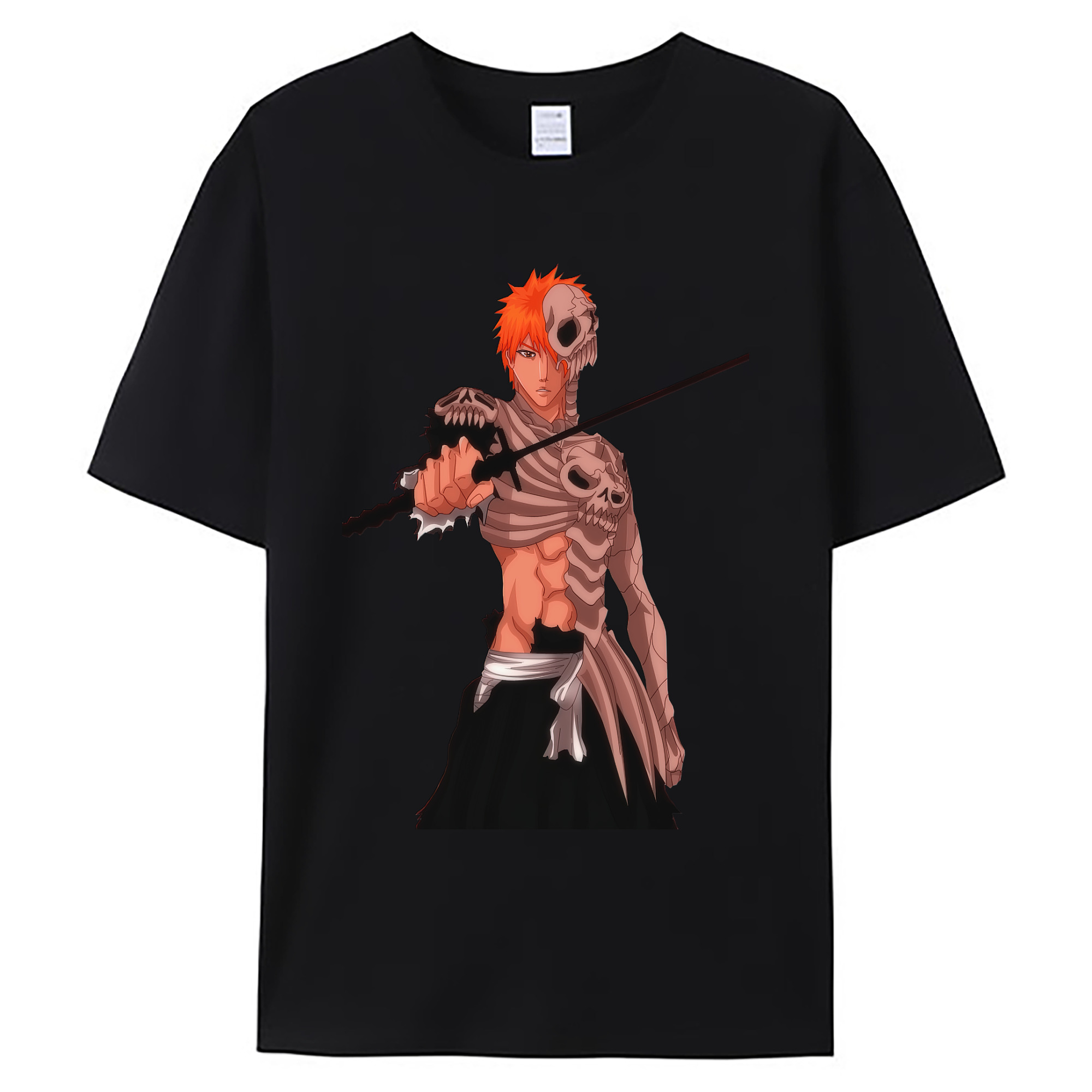 （画像用） ブリーチ 黒崎一護（くろさき いちご）BLEACH Kurosaki Ichigo 綿100％ メンズ半袖Tシャツ｜肌触りやわらか＆通気性
