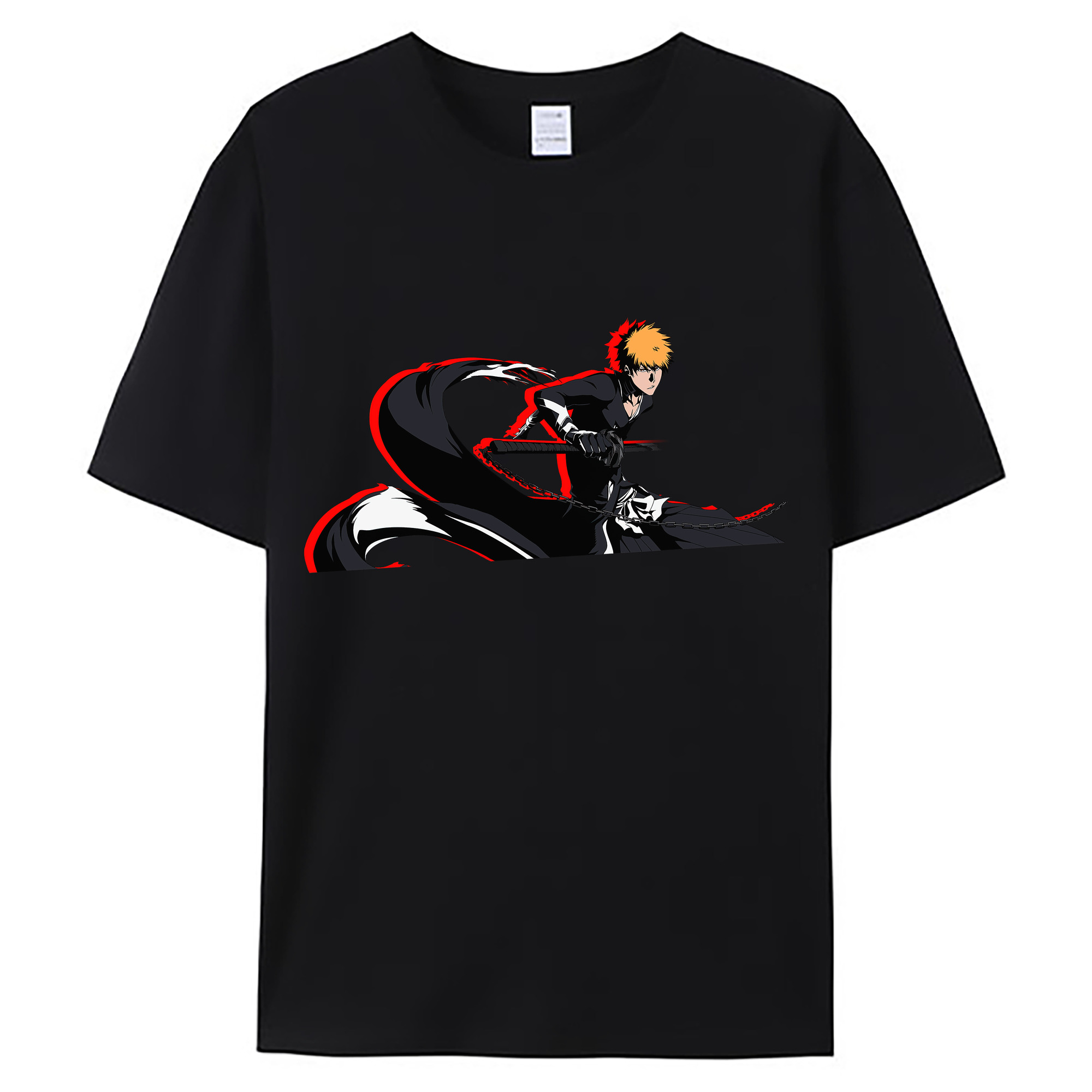 （画像用） ブリーチ 黒崎一護（くろさき いちご）BLEACH Kurosaki Ichigo 綿100％ メンズ半袖Tシャツ｜肌触りやわらか＆通気性