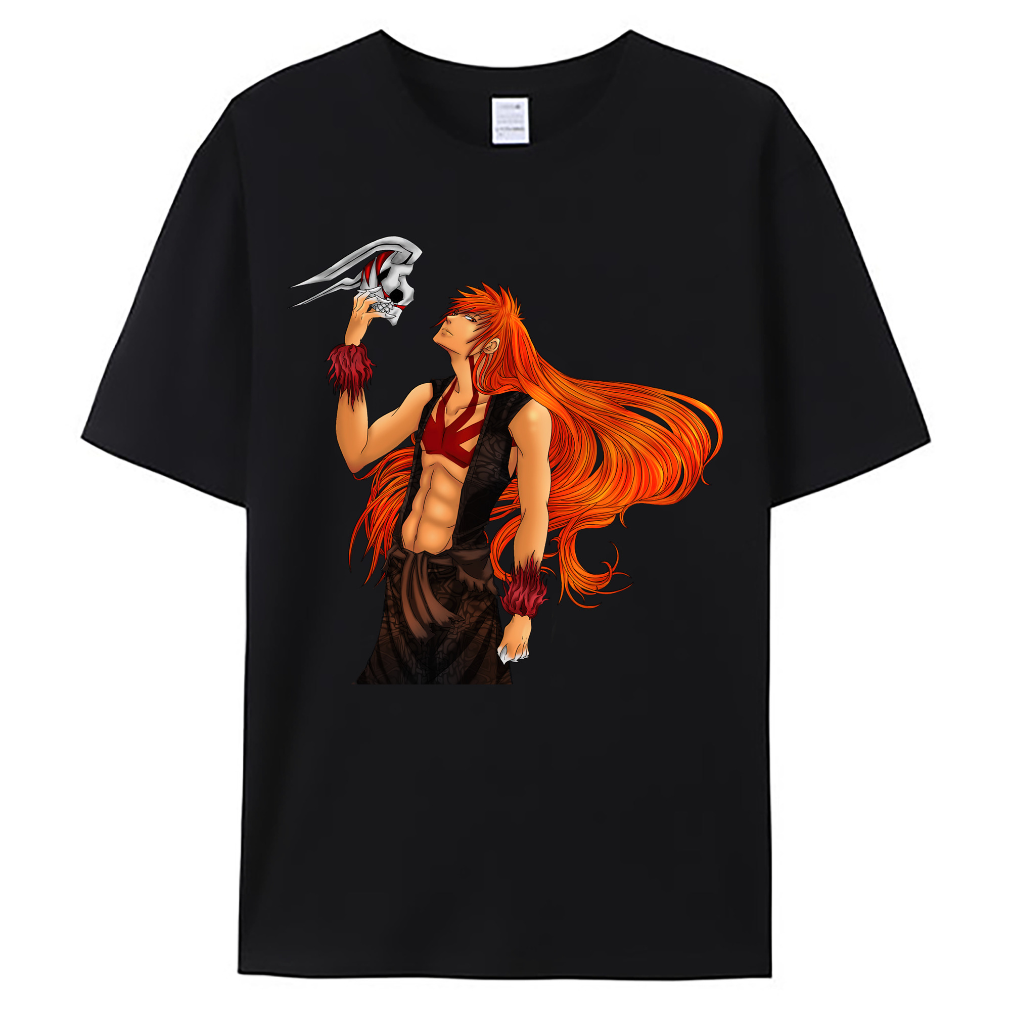 （画像用） ブリーチ 黒崎一護（くろさき いちご）BLEACH Kurosaki Ichigo 綿100％ メンズ半袖Tシャツ｜肌触りやわらか＆通気性