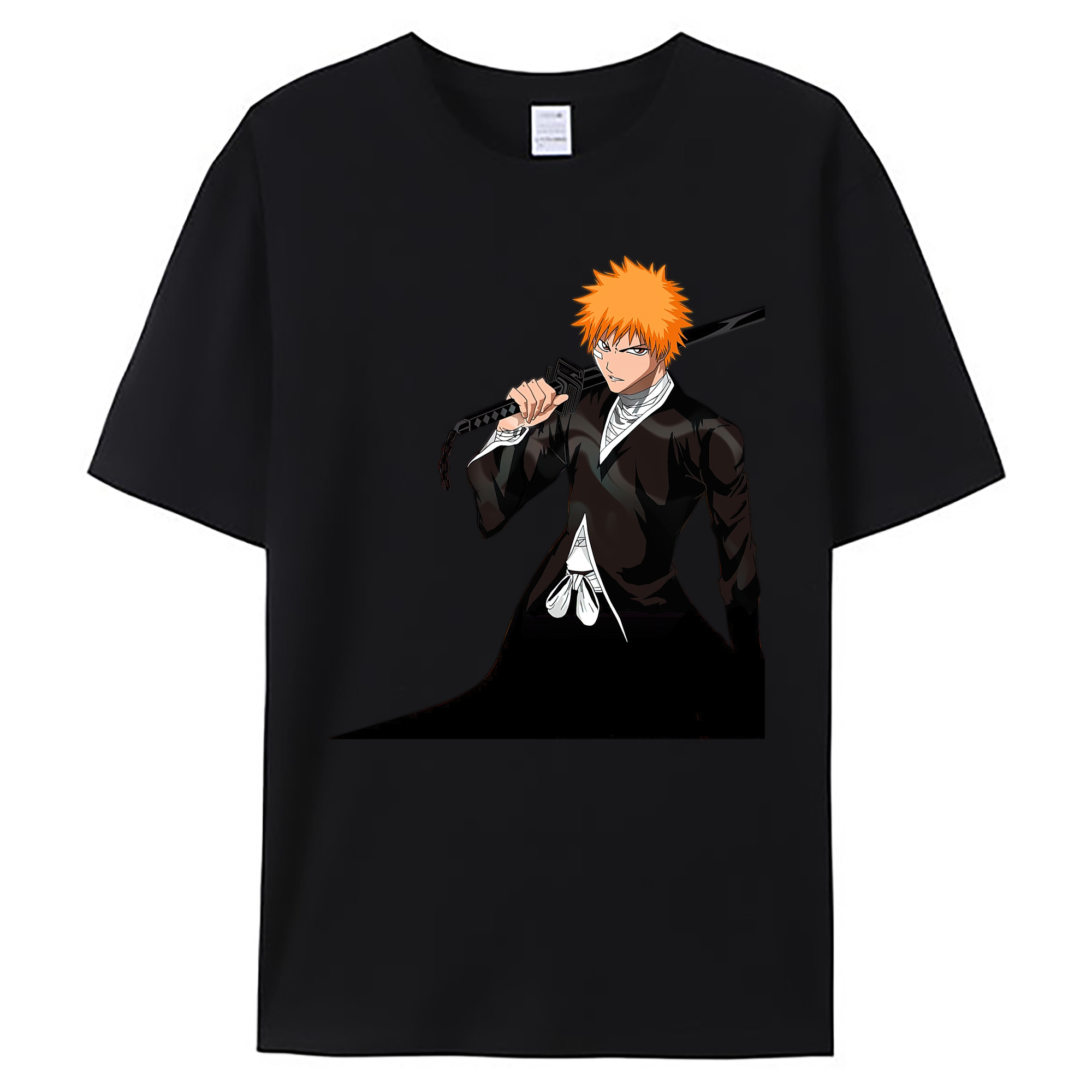 （画像用） ブリーチ 黒崎一護（くろさき いちご）BLEACH Kurosaki Ichigo 綿100％ メンズ半袖Tシャツ｜肌触りやわらか＆通気性