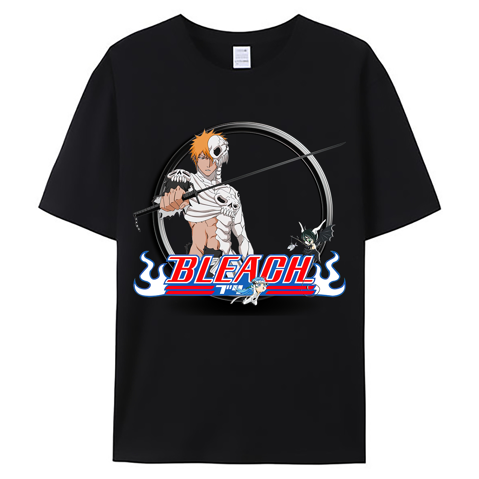 （画像用） ブリーチ 黒崎一護（くろさき いちご）BLEACH Kurosaki Ichigo 綿100％ メンズ半袖Tシャツ｜肌触りやわらか＆通気性