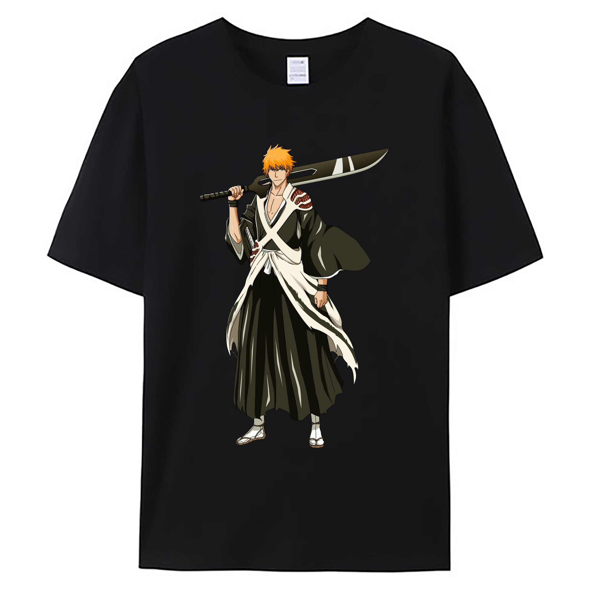 （画像用） ブリーチ 黒崎一護（くろさき いちご）BLEACH Kurosaki Ichigo 綿100％ メンズ半袖Tシャツ｜肌触りやわらか＆通気性