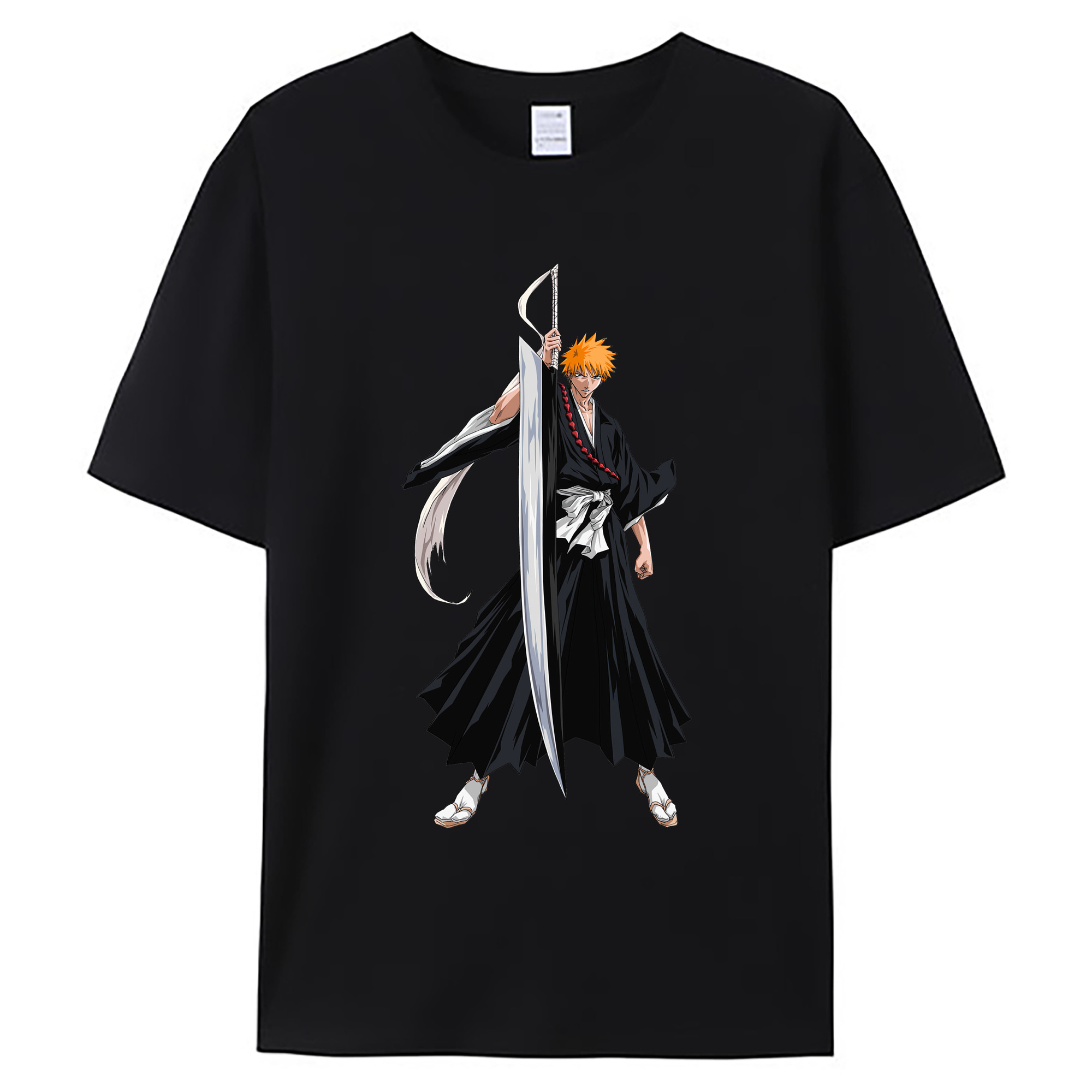 （画像用） ブリーチ 黒崎一護（くろさき いちご）BLEACH Kurosaki Ichigo 綿100％ メンズ半袖Tシャツ｜肌触りやわらか＆通気性