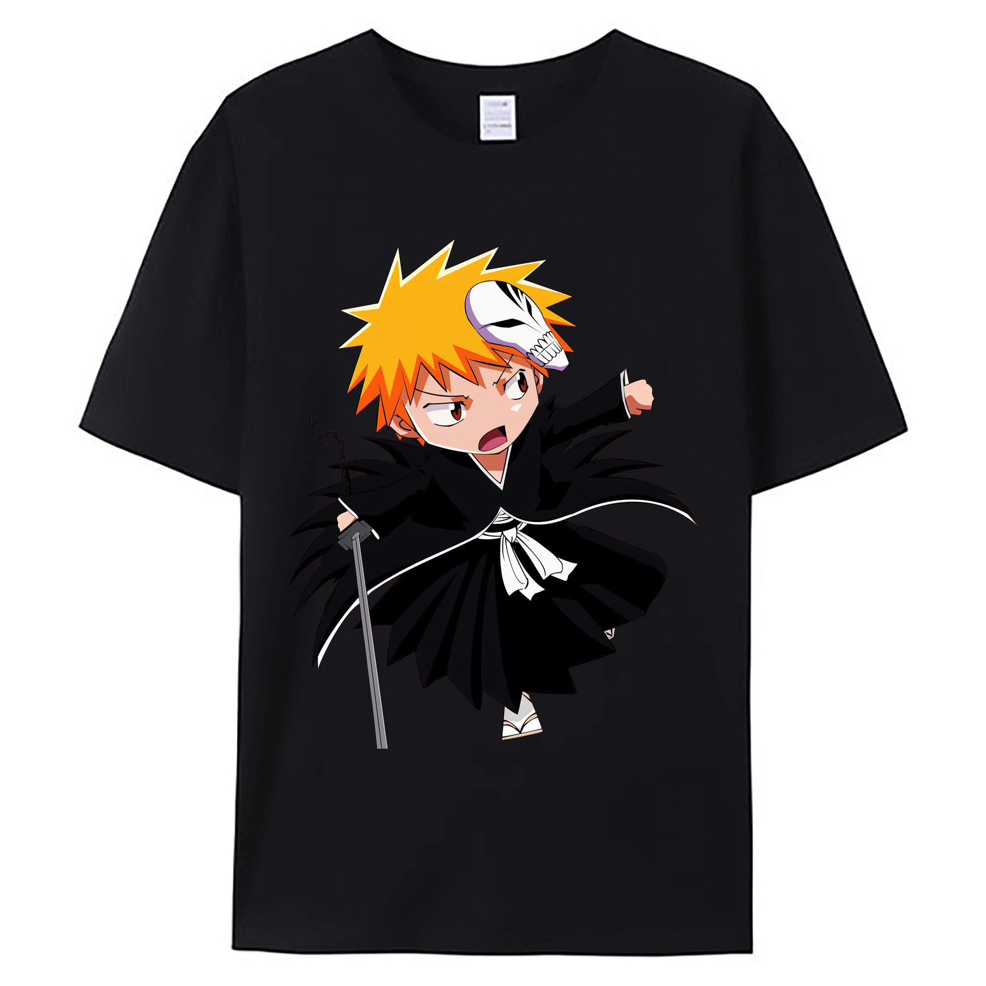 （画像用） ブリーチ 黒崎一護（くろさき いちご）BLEACH Kurosaki Ichigo 綿100％ メンズ半袖Tシャツ｜肌触りやわらか＆通気性