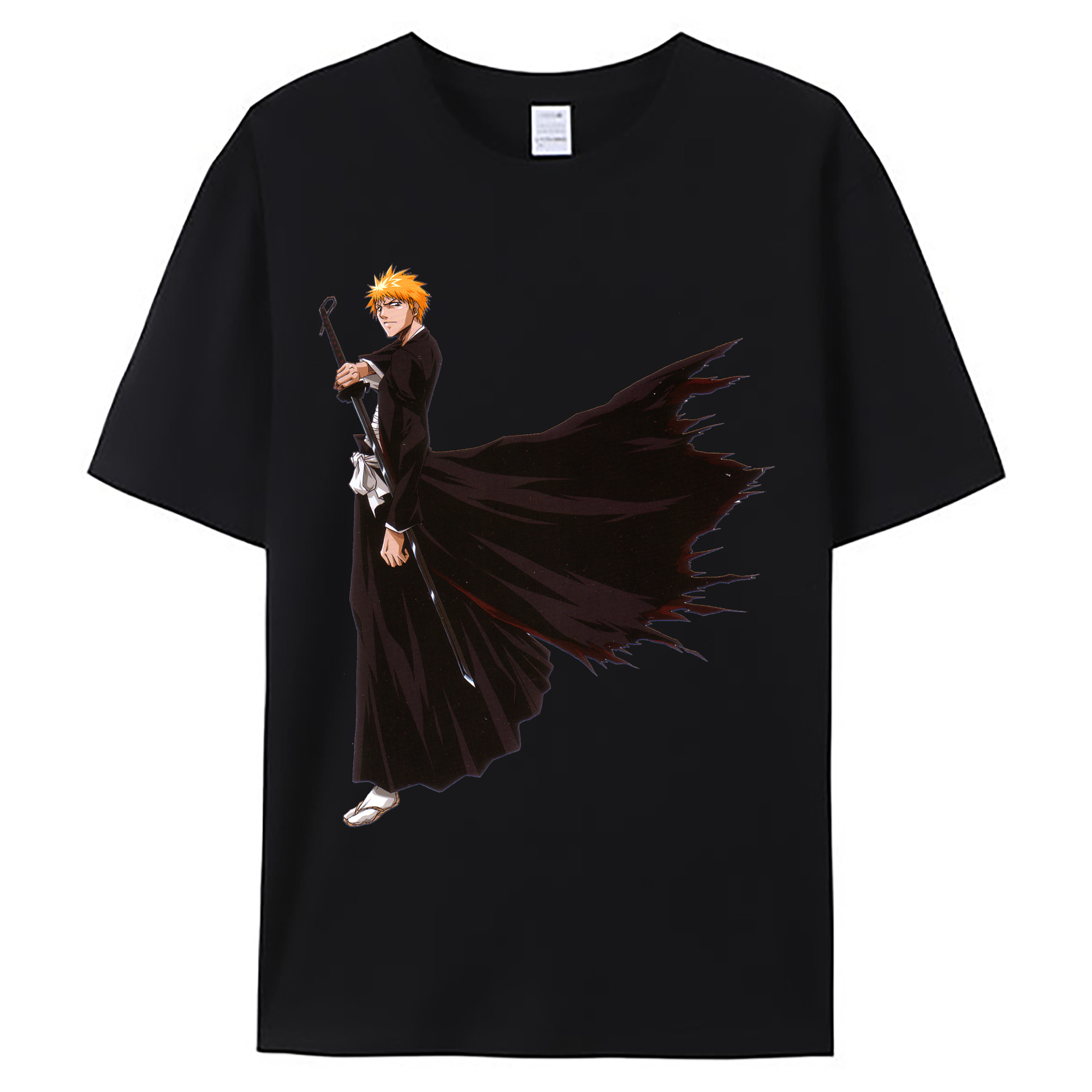 （画像用） ブリーチ 黒崎一護（くろさき いちご）BLEACH Kurosaki Ichigo 綿100％ メンズ半袖Tシャツ｜肌触りやわらか＆通気性