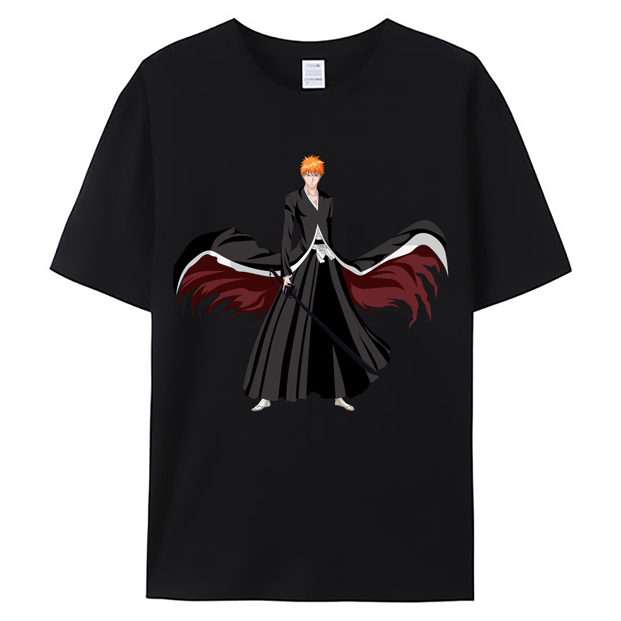 （画像用） ブリーチ 黒崎一護（くろさき いちご）BLEACH Kurosaki Ichigo 綿100％ メンズ半袖Tシャツ｜肌触りやわらか＆通気性