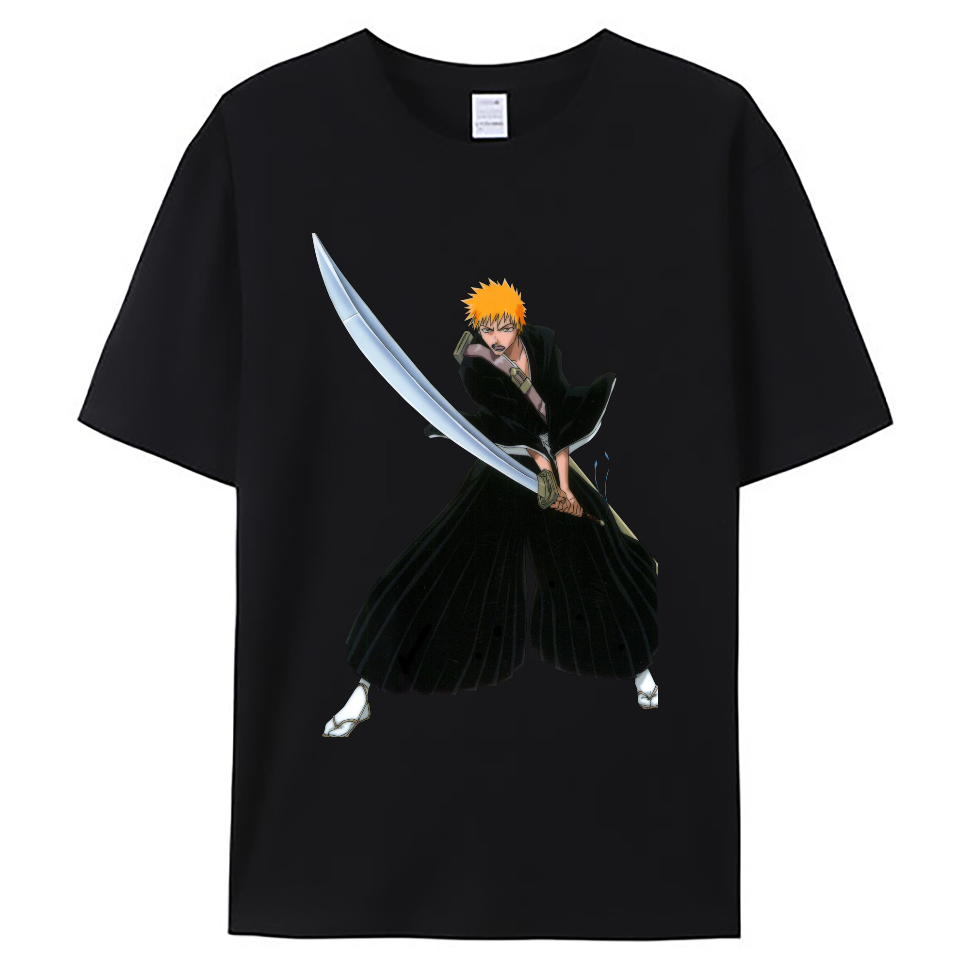 （画像用） ブリーチ 黒崎一護（くろさき いちご）BLEACH Kurosaki Ichigo 綿100％ メンズ半袖Tシャツ｜肌触りやわらか＆通気性