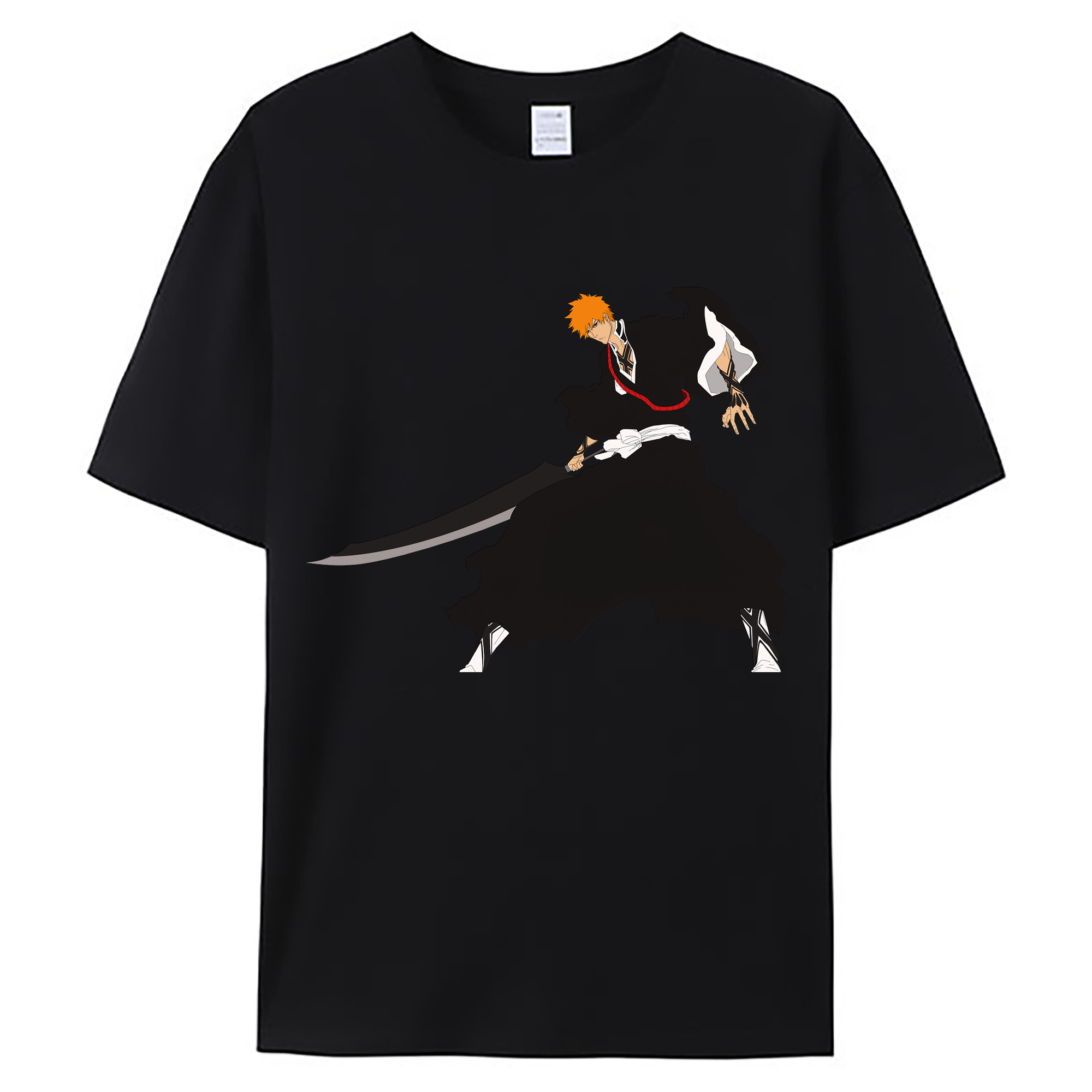 （画像用） ブリーチ 黒崎一護（くろさき いちご）BLEACH Kurosaki Ichigo 綿100％ メンズ半袖Tシャツ｜肌触りやわらか＆通気性