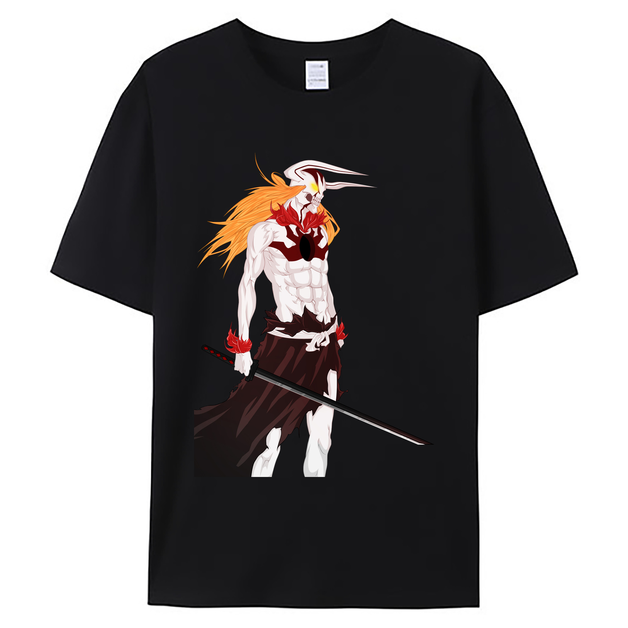 （画像用） ブリーチ 黒崎一護（くろさき いちご）BLEACH Kurosaki Ichigo 綿100％ メンズ半袖Tシャツ｜肌触りやわらか＆通気性