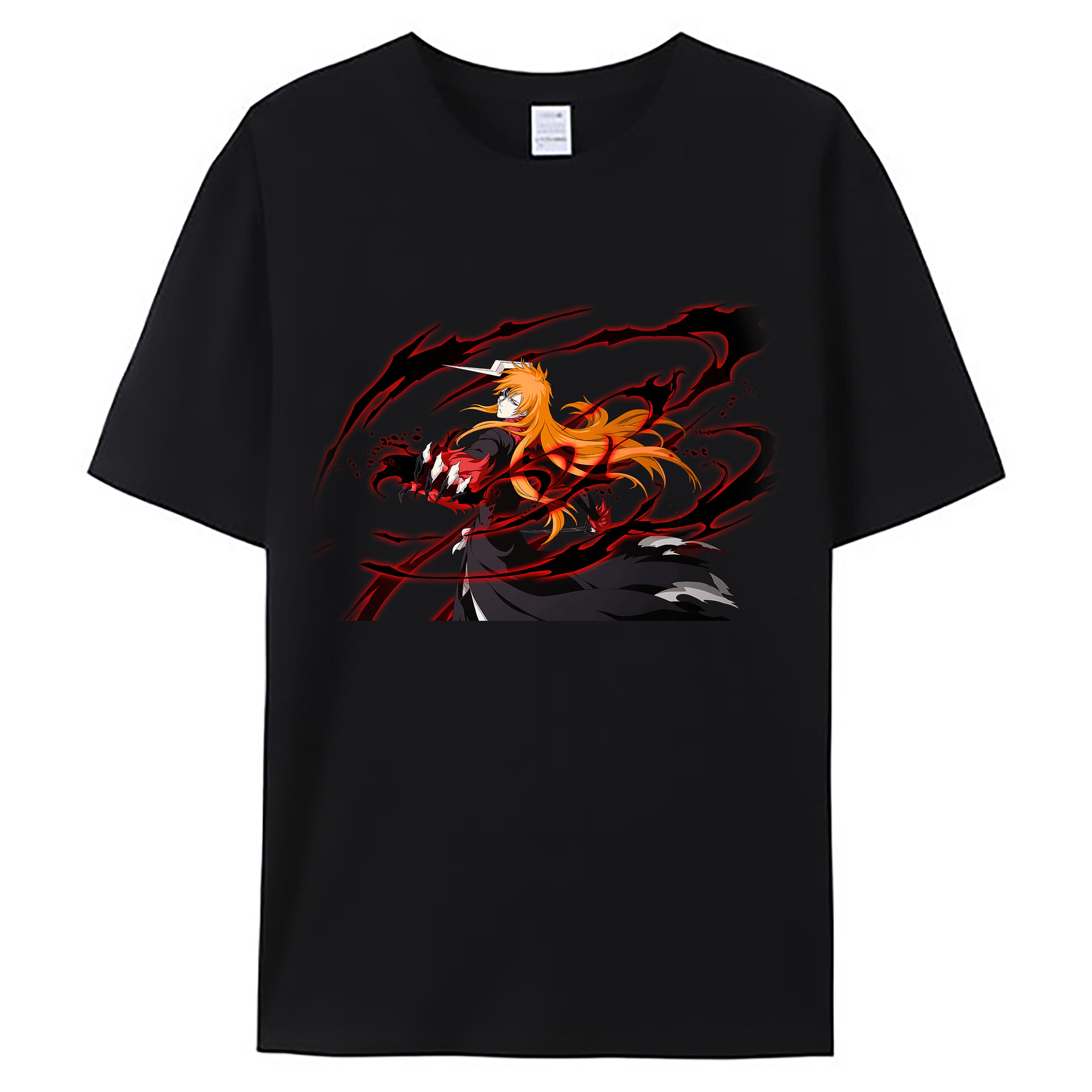 （画像用） ブリーチ 黒崎一護（くろさき いちご）BLEACH Kurosaki Ichigo 綿100％ メンズ半袖Tシャツ｜肌触りやわらか＆通気性