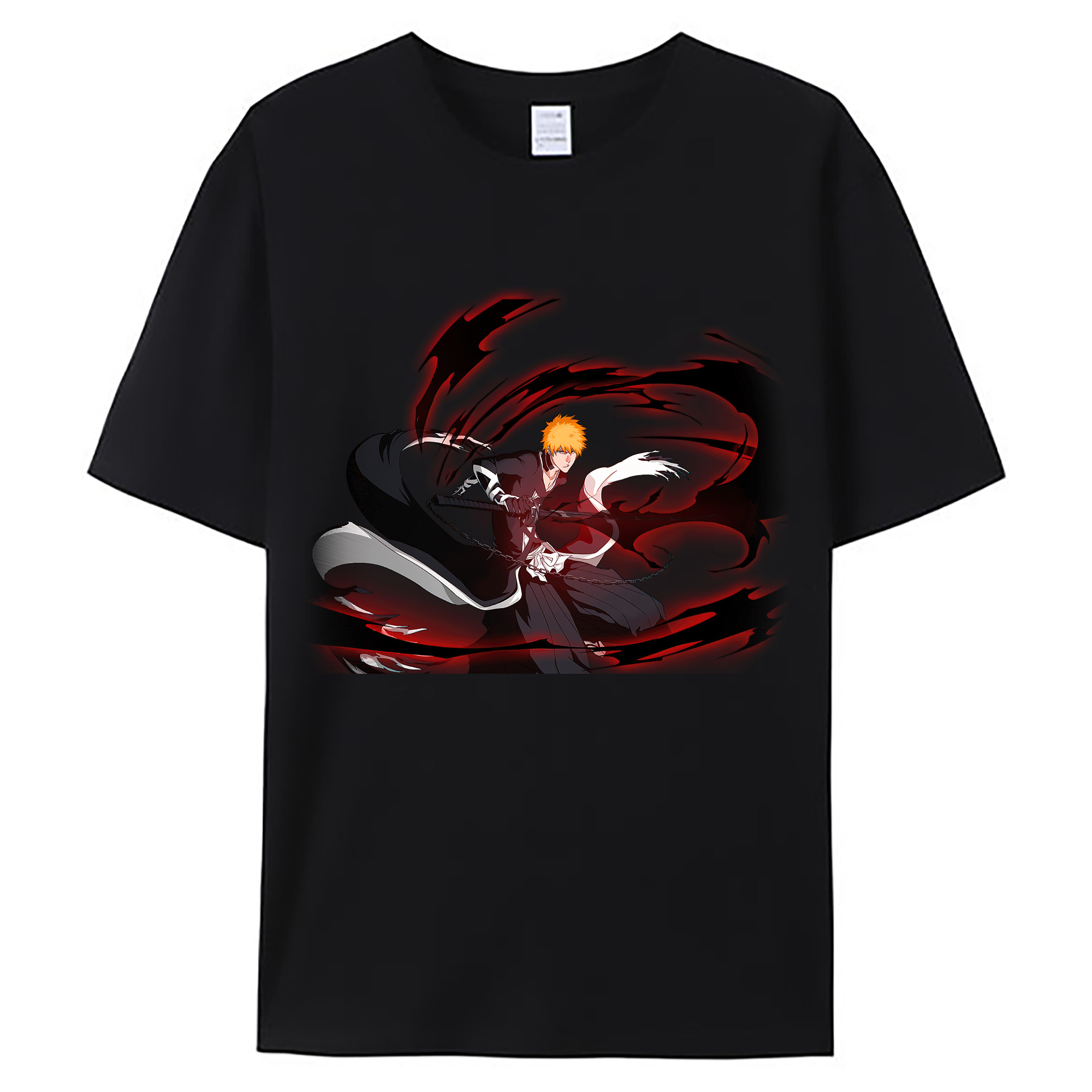 （画像用） ブリーチ 黒崎一護（くろさき いちご）BLEACH Kurosaki Ichigo 綿100％ メンズ半袖Tシャツ｜肌触りやわらか＆通気性