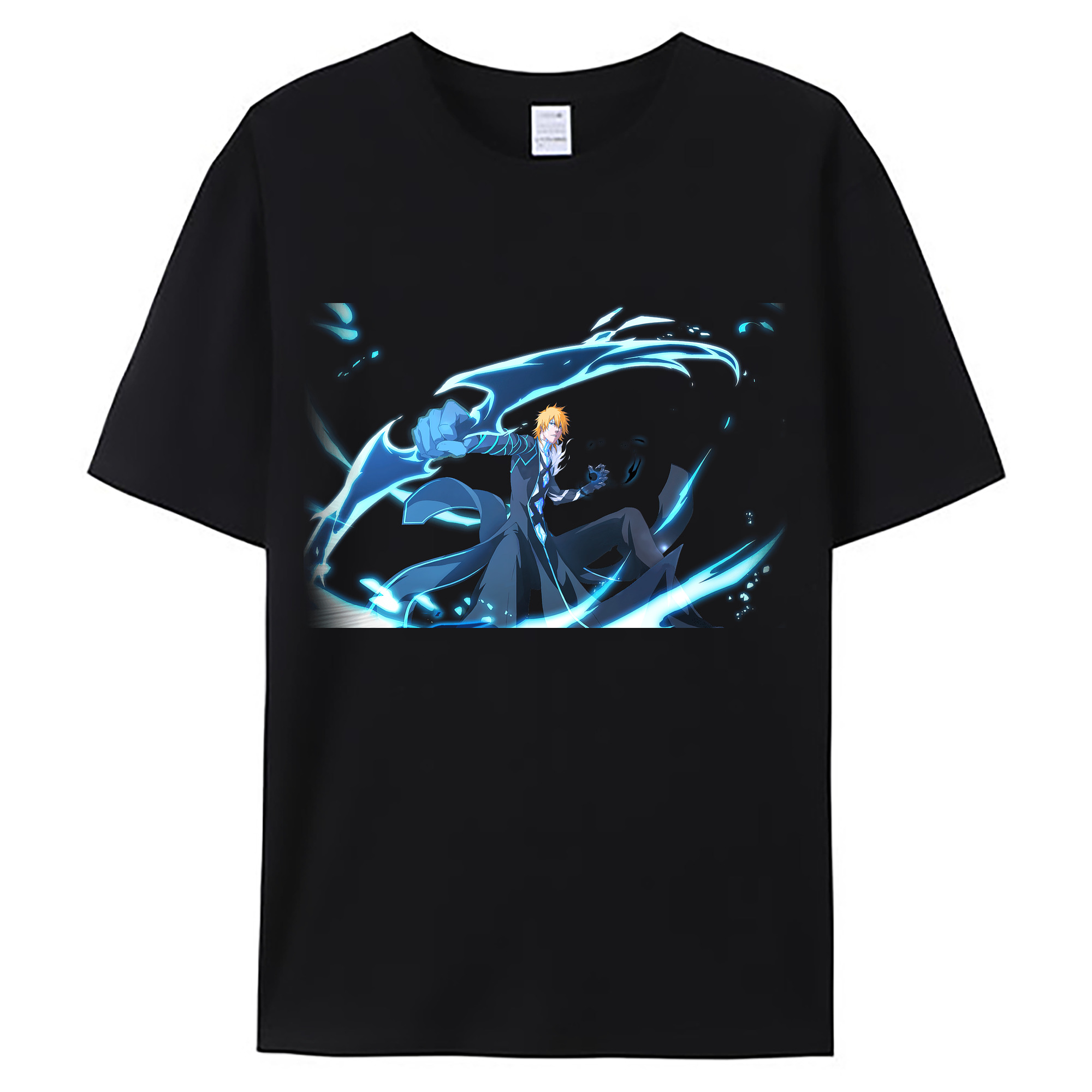 （画像用） ブリーチ 黒崎一護（くろさき いちご）BLEACH Kurosaki Ichigo 綿100％ メンズ半袖Tシャツ｜肌触りやわらか＆通気性