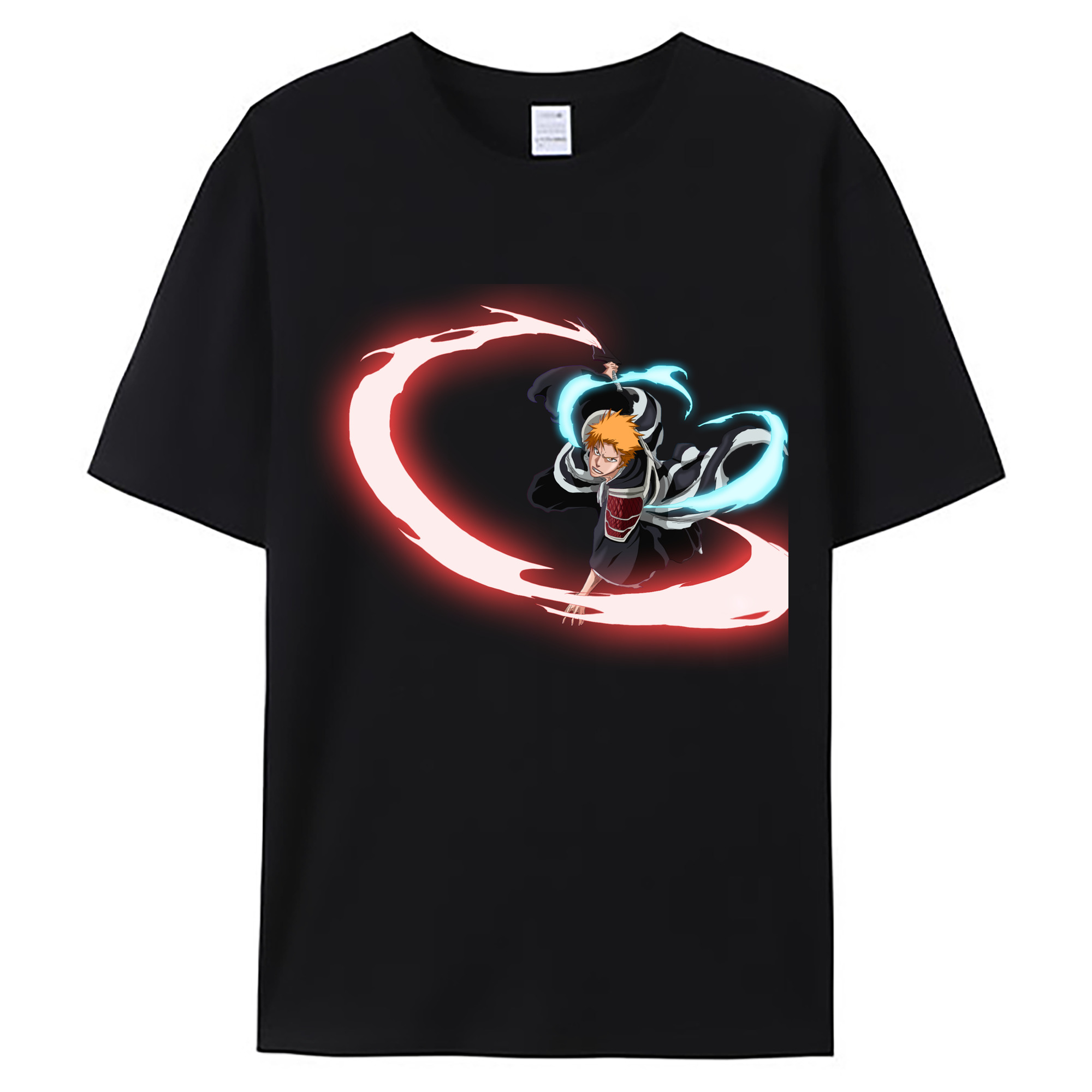 （画像用） ブリーチ 黒崎一護（くろさき いちご）BLEACH Kurosaki Ichigo 綿100％ メンズ半袖Tシャツ｜肌触りやわらか＆通気性