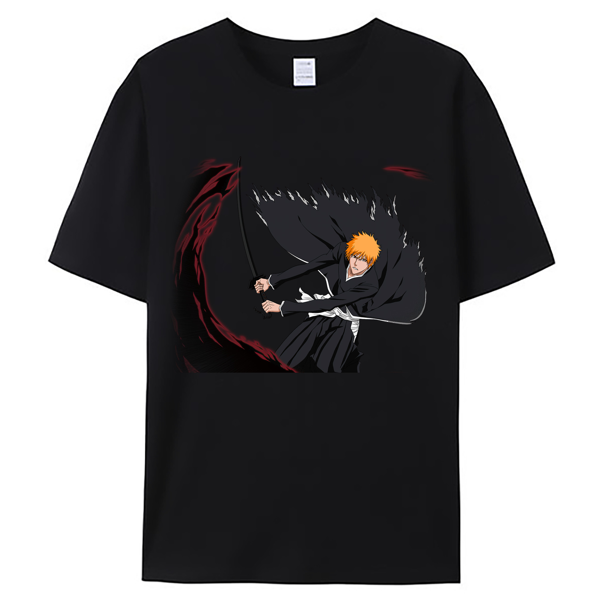 （画像用） ブリーチ 黒崎一護（くろさき いちご）BLEACH Kurosaki Ichigo 綿100％ メンズ半袖Tシャツ｜肌触りやわらか＆通気性