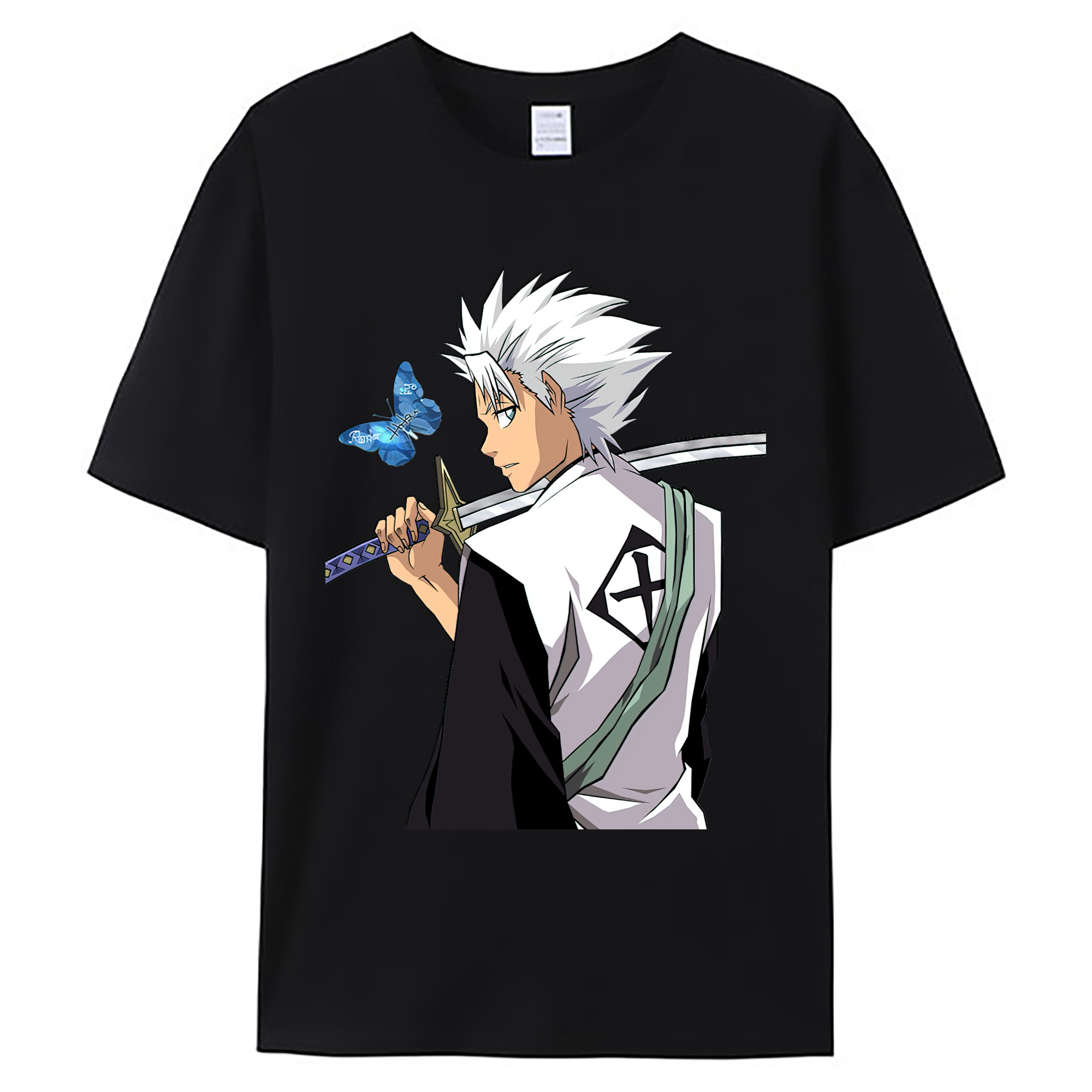 （画像用） ブリーチ 日番谷冬獅郎（ひつがや とうしろう） BLEACH Hitsugaya Toushirou 綿100％ メンズ半袖Tシャツ｜肌触りやわらか＆通気性