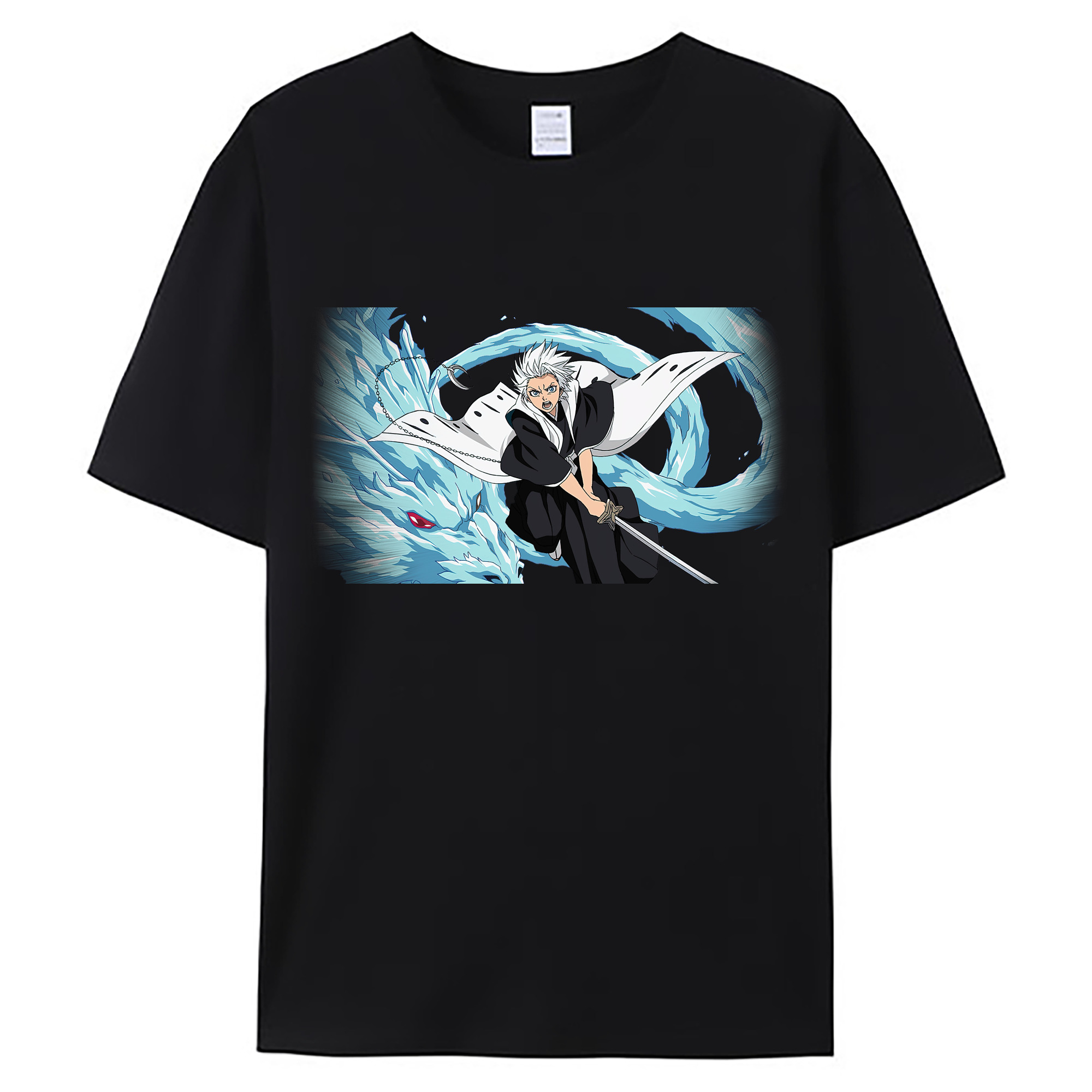 （画像用） ブリーチ 日番谷冬獅郎（ひつがや とうしろう） BLEACH Hitsugaya Toushirou 綿100％ メンズ半袖Tシャツ｜肌触りやわらか＆通気性