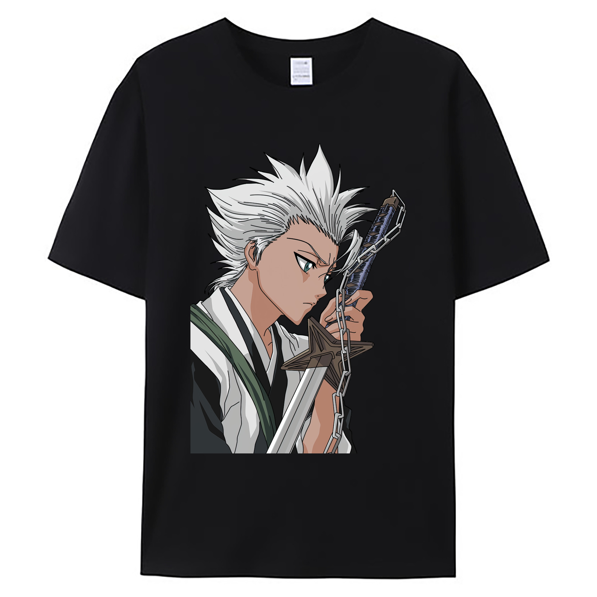 （画像用） ブリーチ 日番谷冬獅郎（ひつがや とうしろう） BLEACH Hitsugaya Toushirou 綿100％ メンズ半袖Tシャツ｜肌触りやわらか＆通気性