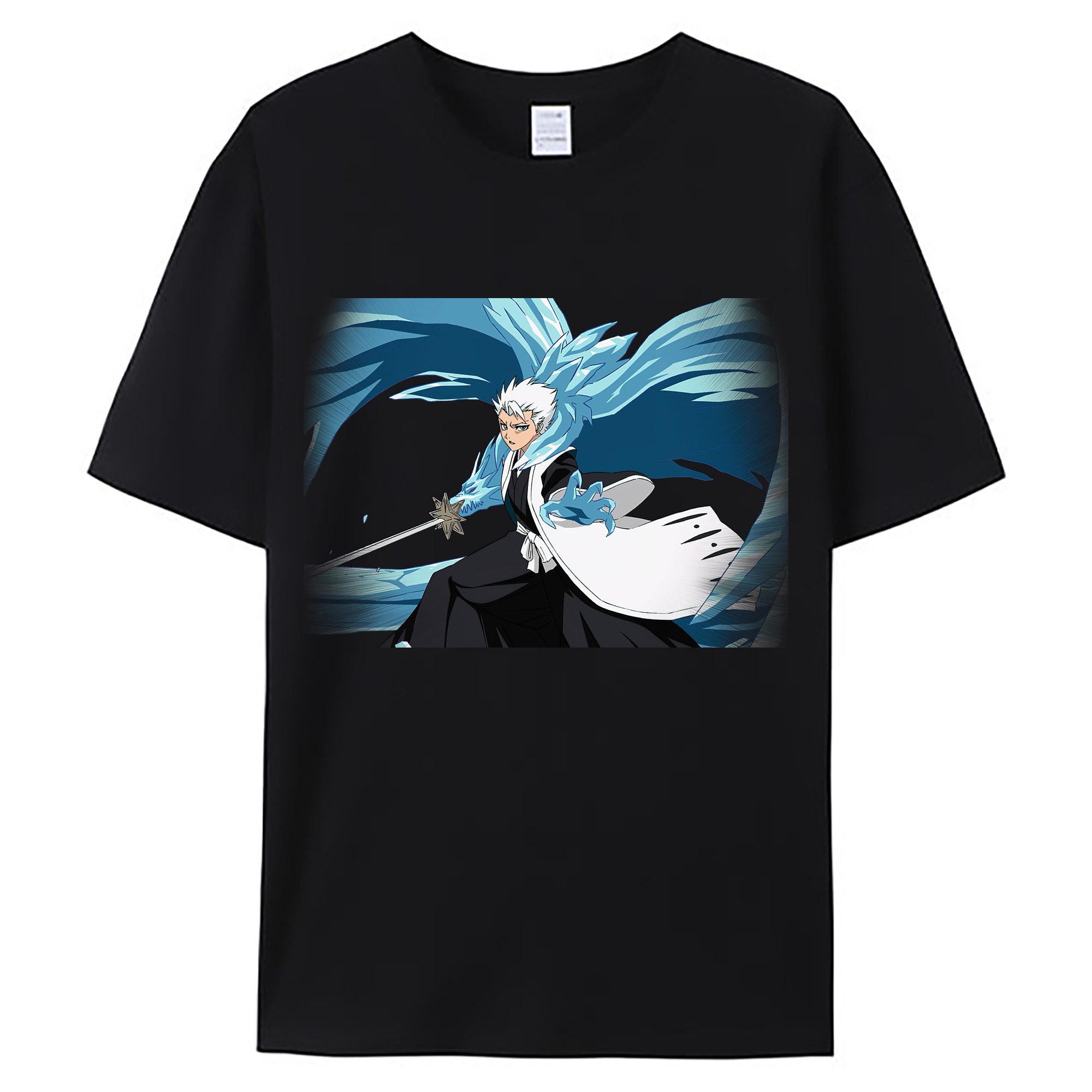 （画像用） ブリーチ 日番谷冬獅郎（ひつがや とうしろう） BLEACH Hitsugaya Toushirou 綿100％ メンズ半袖Tシャツ｜肌触りやわらか＆通気性
